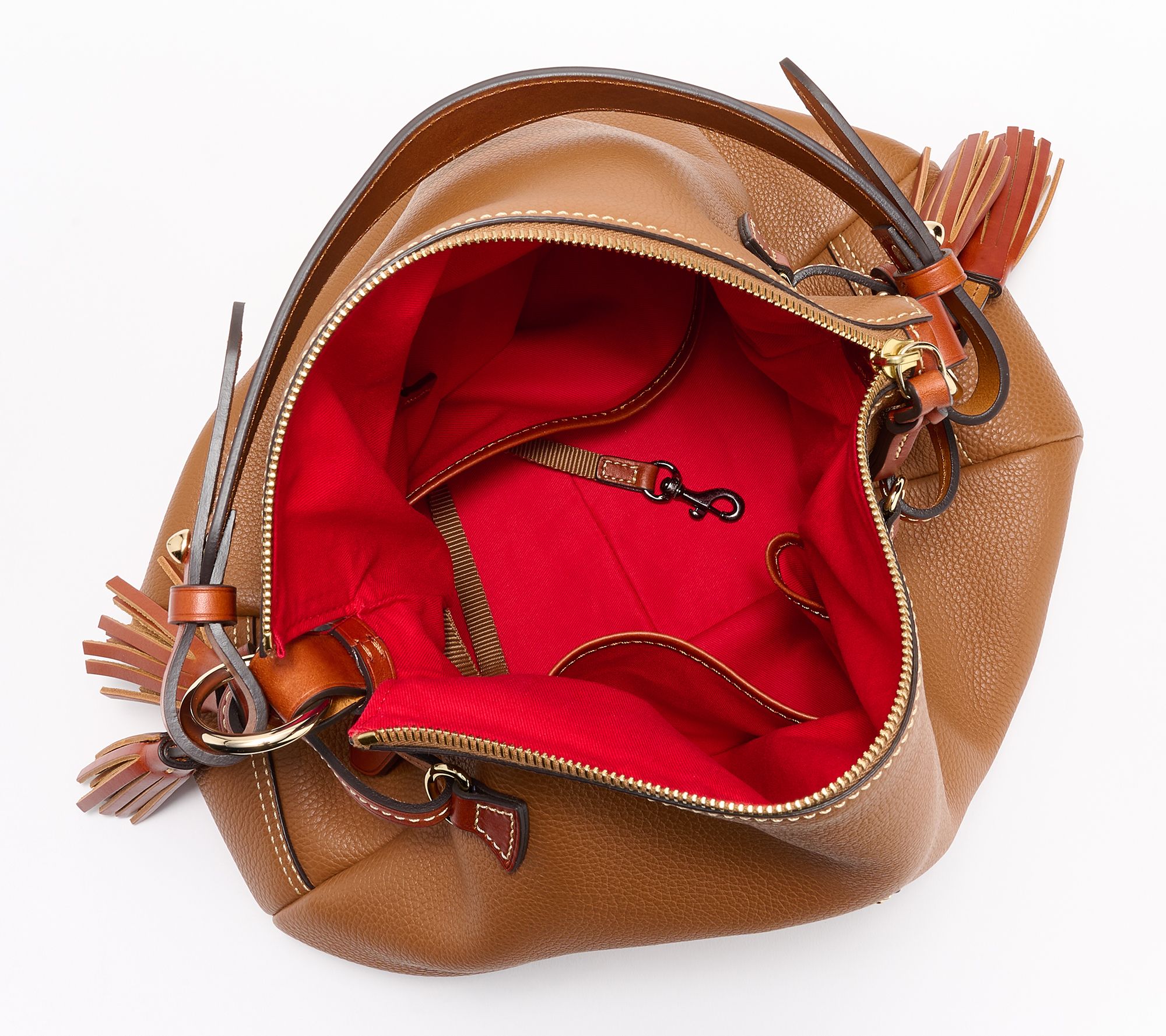 Dooney & Bourke Pebble Grain Leather Hobo Handbag Red