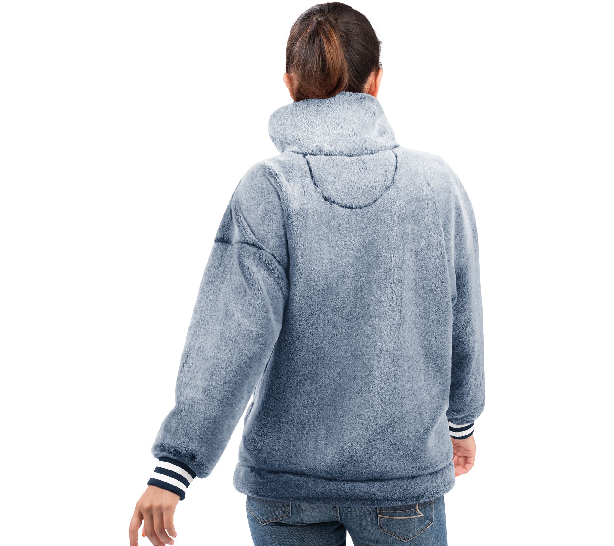NFL Dallas_Women's Frosted Sherpa Pullover w/ Rib Knit Sleeves - QVC.com