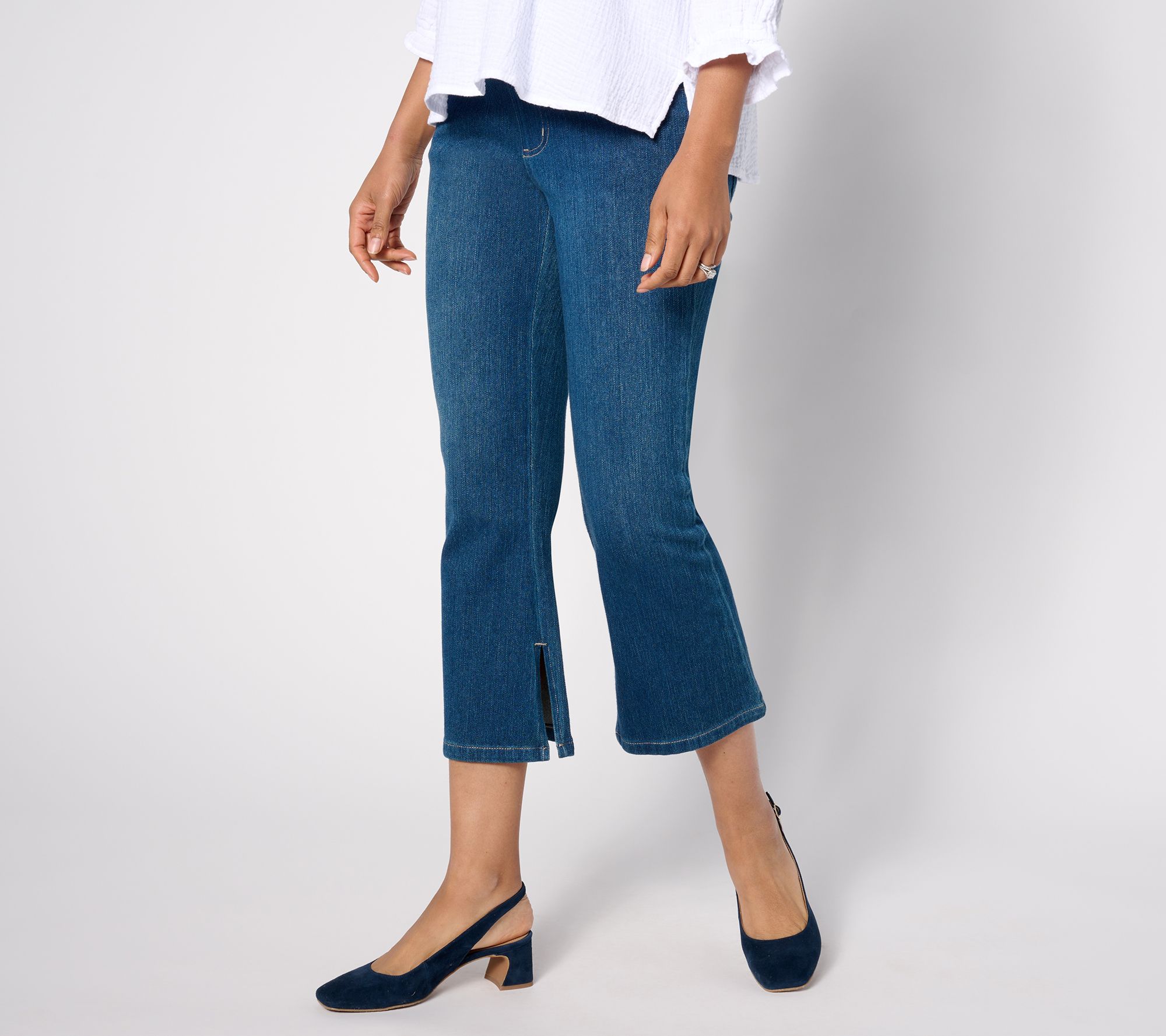 Belle by Kim Gravel Petite Flexibelle Kickity Split Cropped Jean