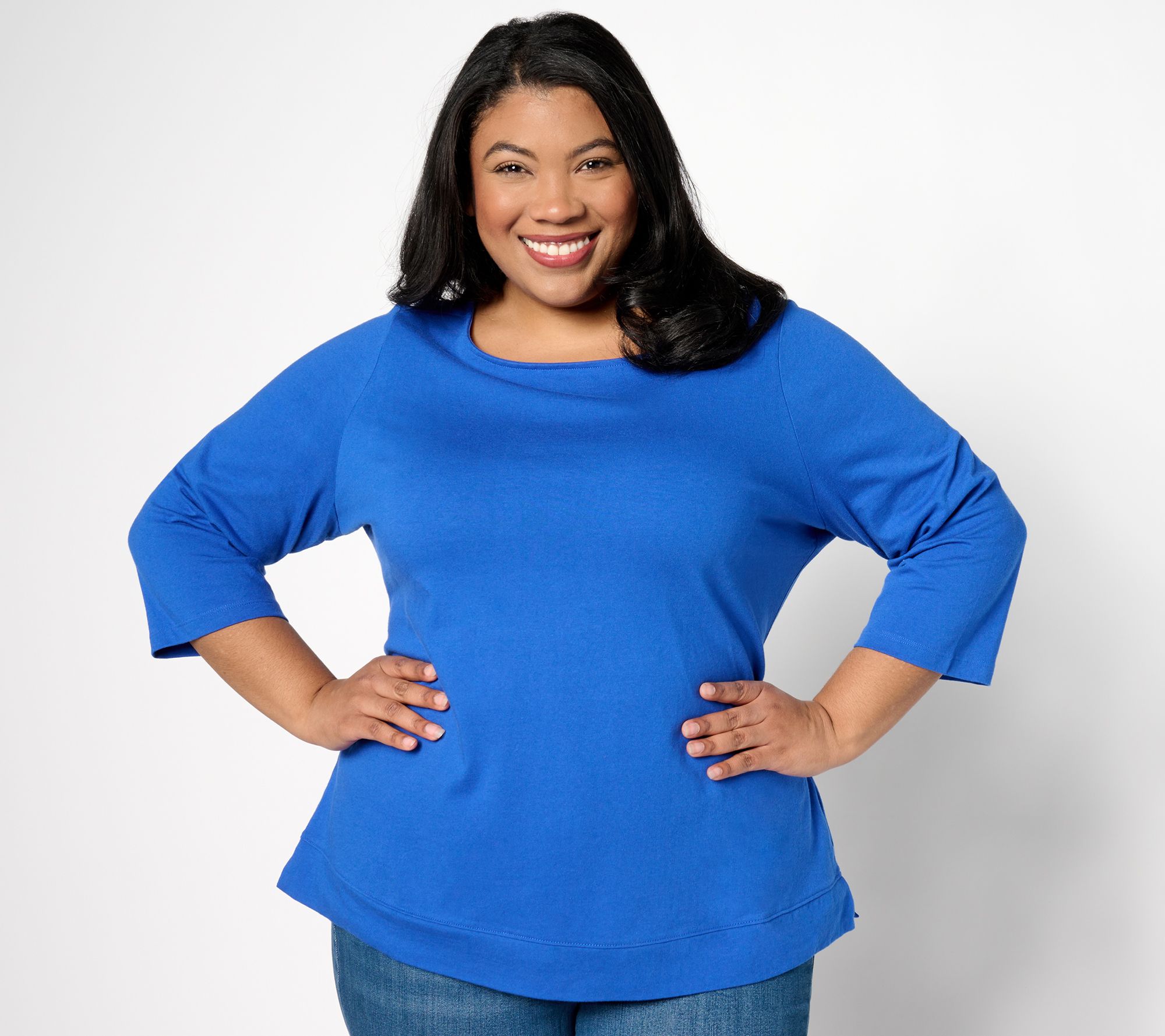 Denim & Co. Essentials True Cotton Jersey Boat Neck Top