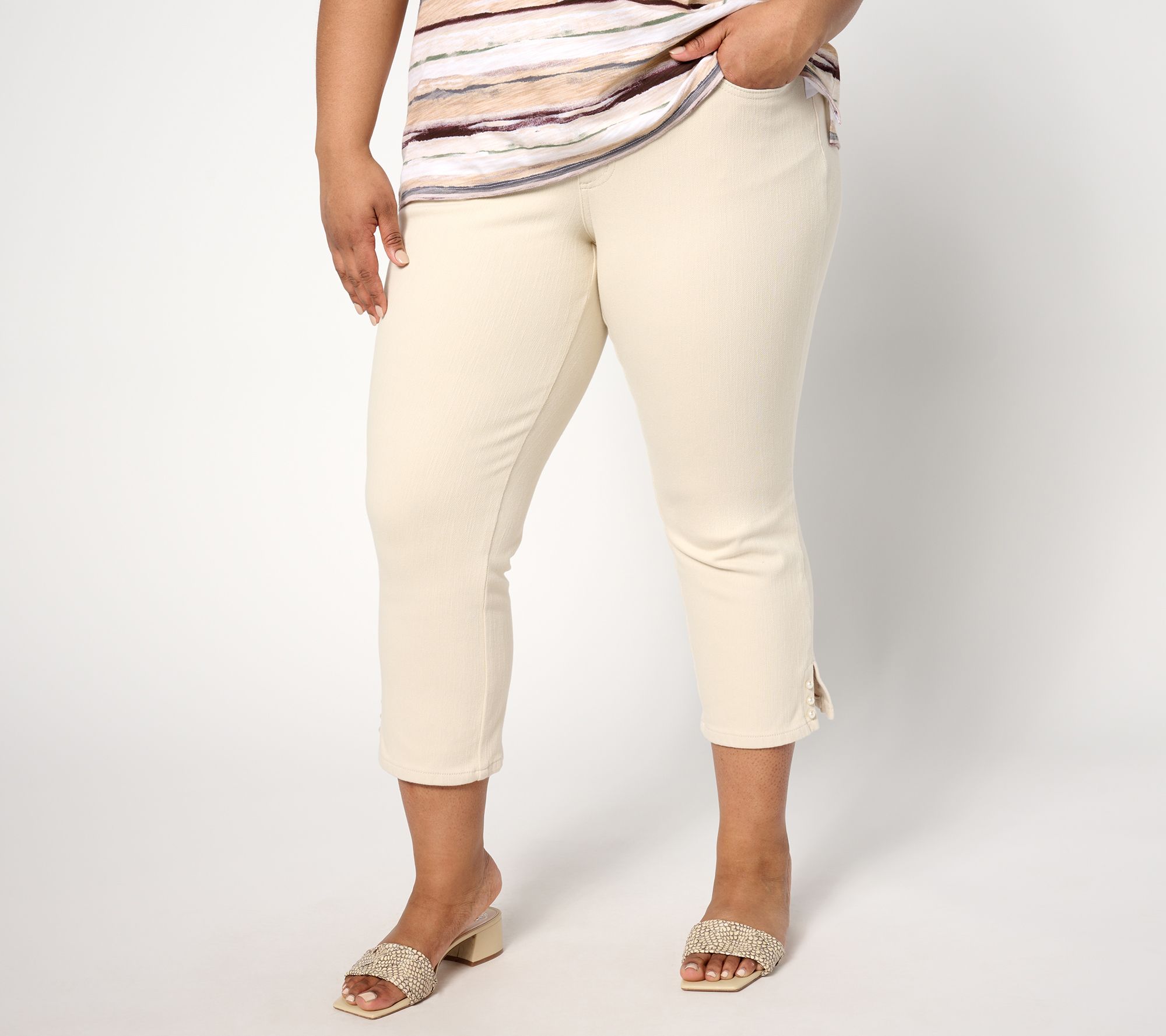 Belle by Kim Gravel Flexibelle Pearls Cropped Jean, Petite