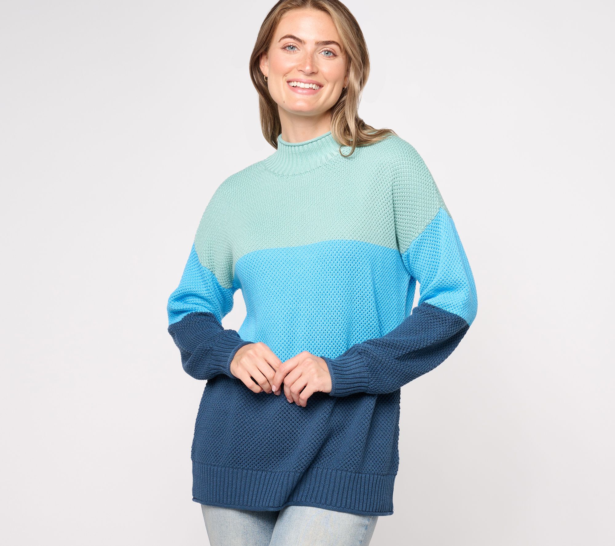 "As Is" Belle by Kim Gravel Waffle Stitch Color Block Sweater