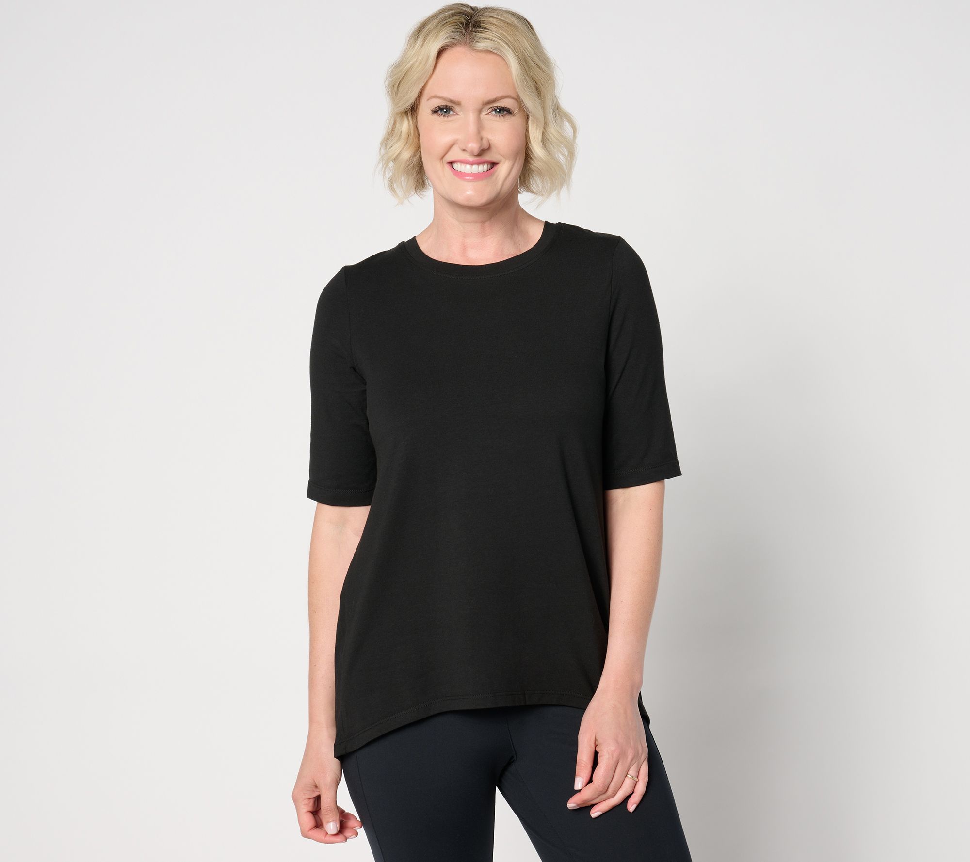 Cuddl Duds Cottonwear+ Pleat Back Elbow Sleeve Tee