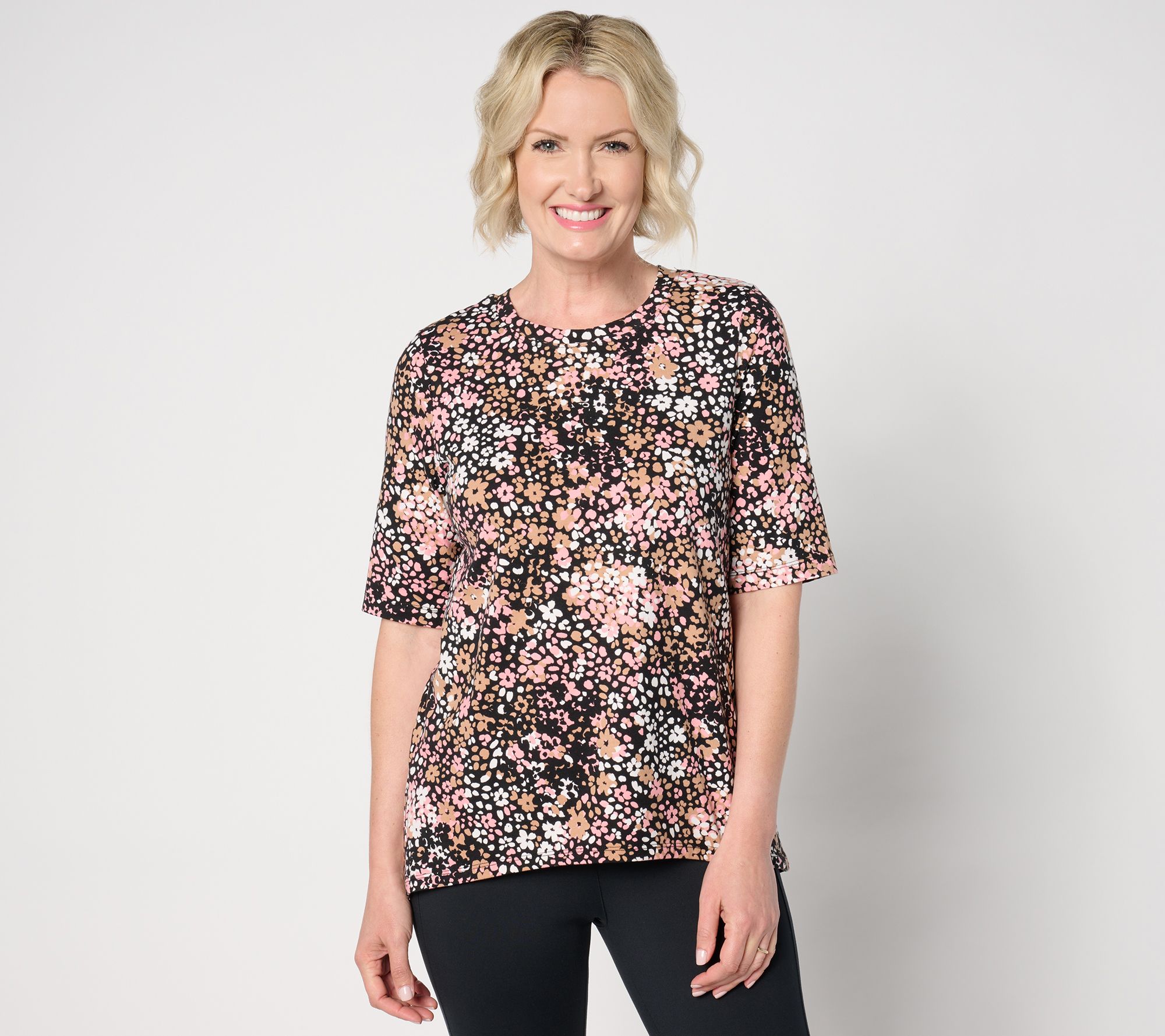 Cuddl Duds Cottonwear+ Pleat Back Elbow Sleeve Tee