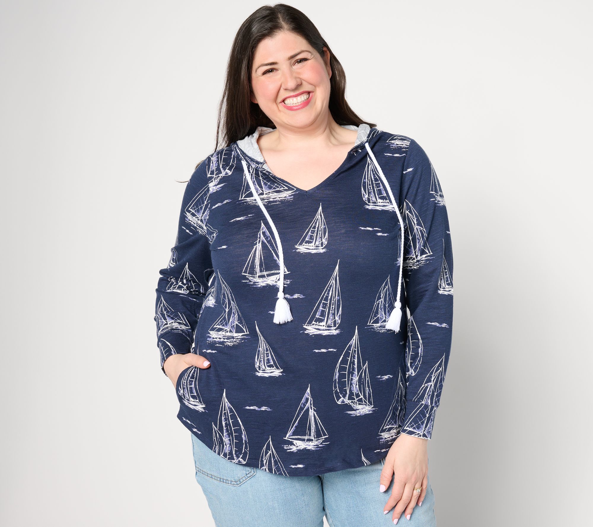 Belle by Kim Gravel Slub Knit Come Sail Away Hoodie