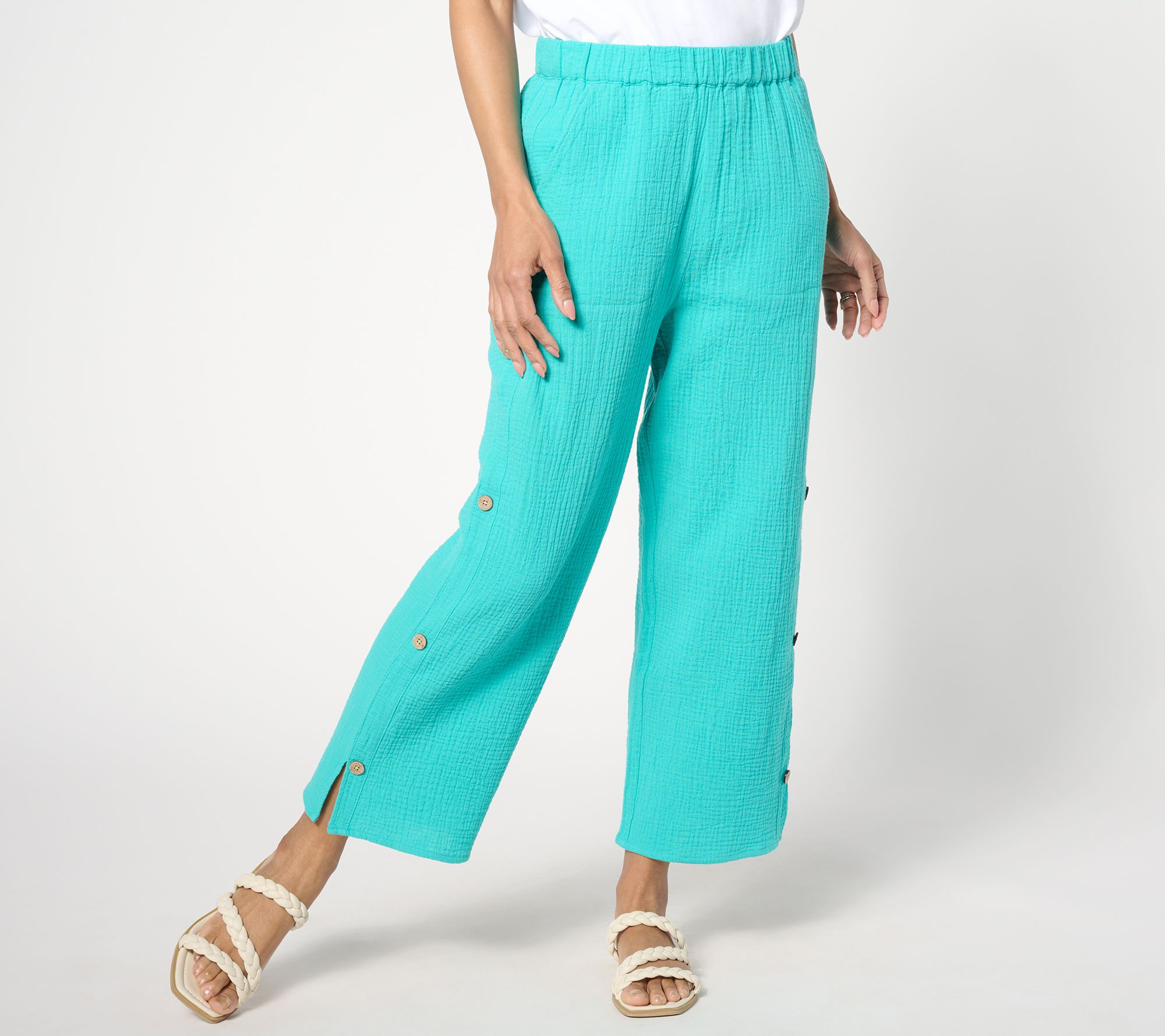 Denim & Co.  Petite Gauze Crop Pant