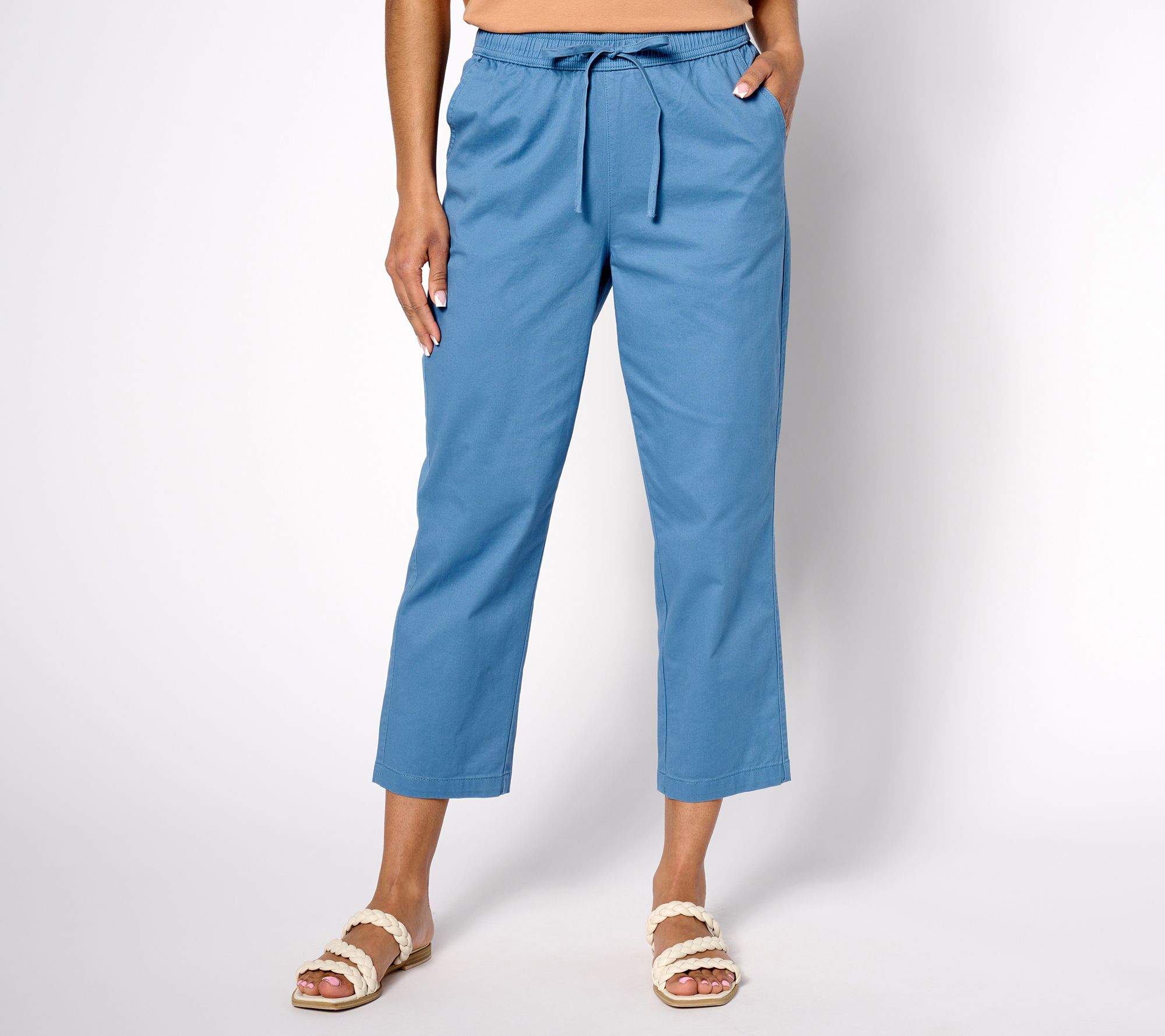 a new day, Pants & Jumpsuits, A New Day Size 4 Grayish Blue Windowpane  Crop Pullon Pants