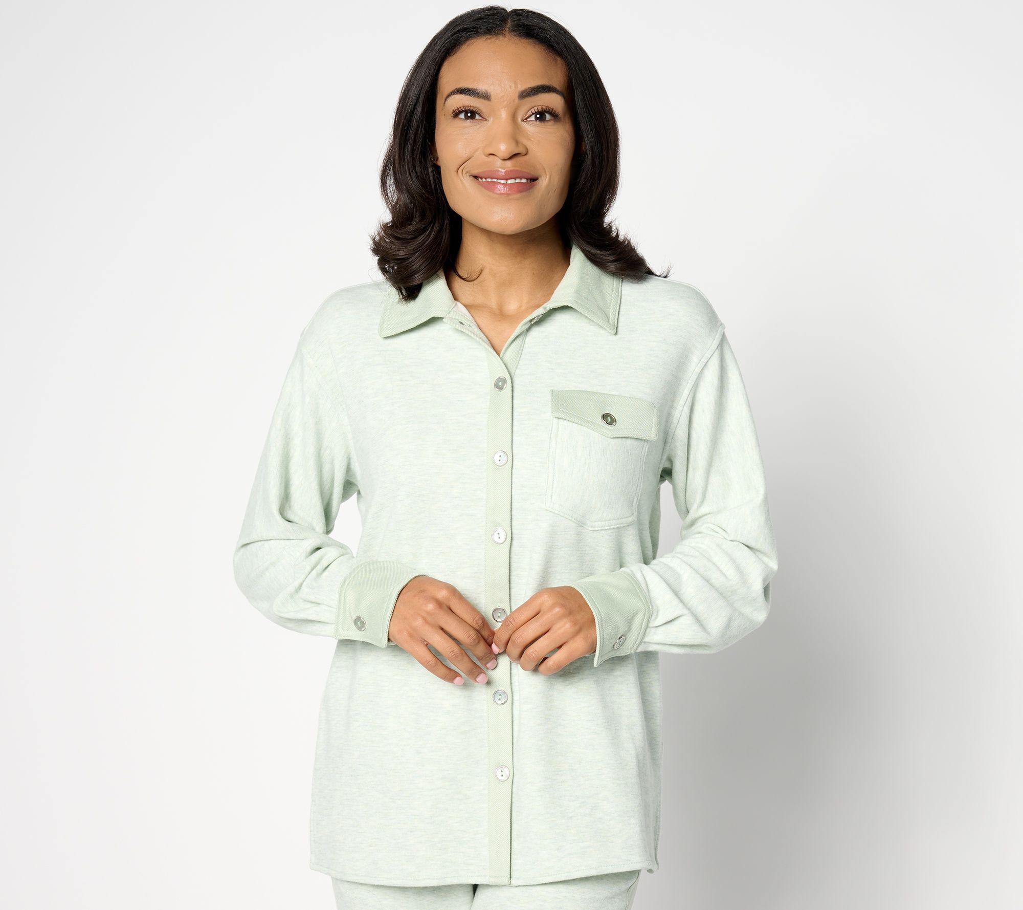 "As Is" Isaac Mizrahi Live! Soho Relaxed Shirt Jacket with Pockets