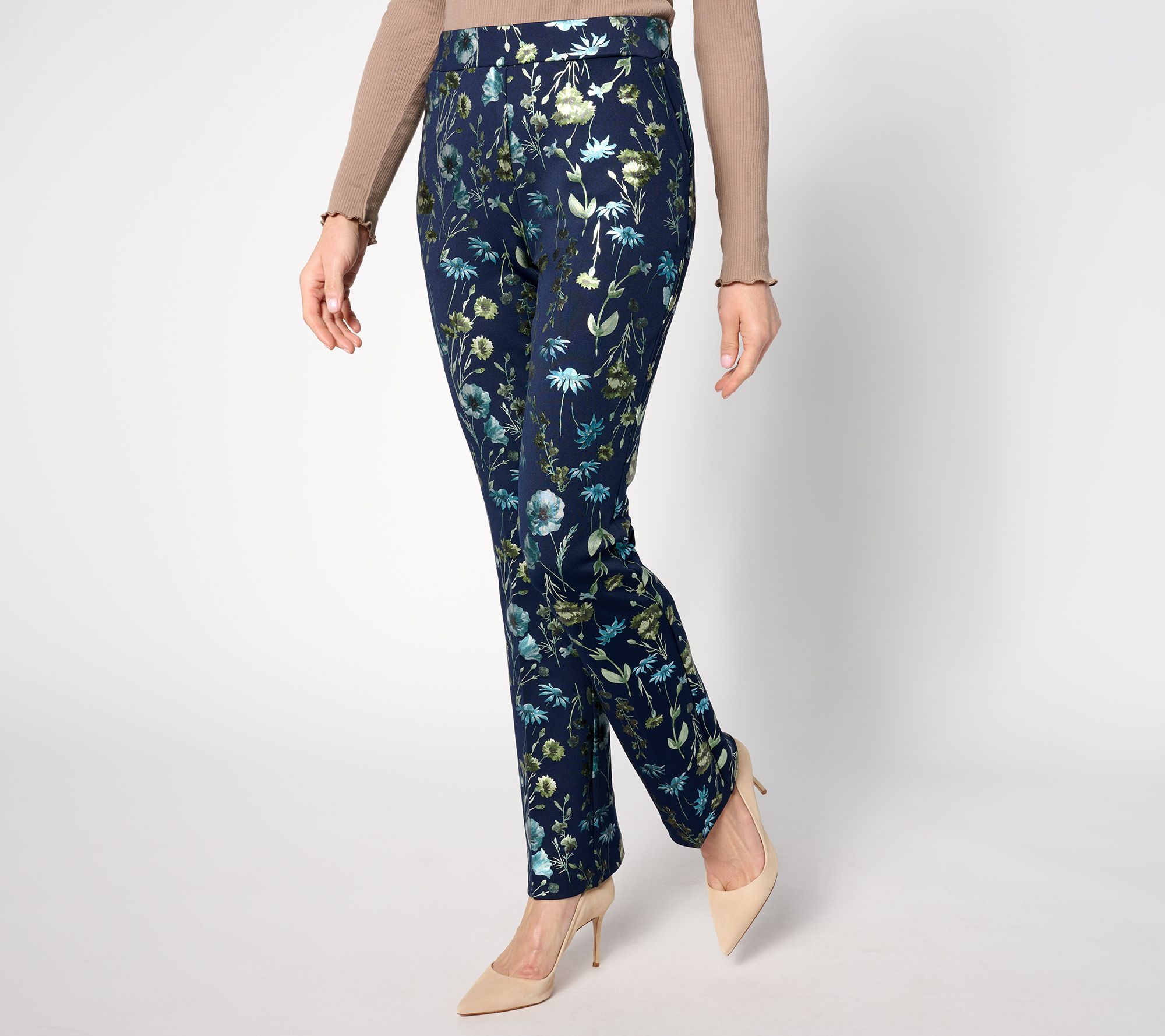 "As Is" Isaac Mizrahi Live! Tall Foil Printed Scuba Bootcut Pants