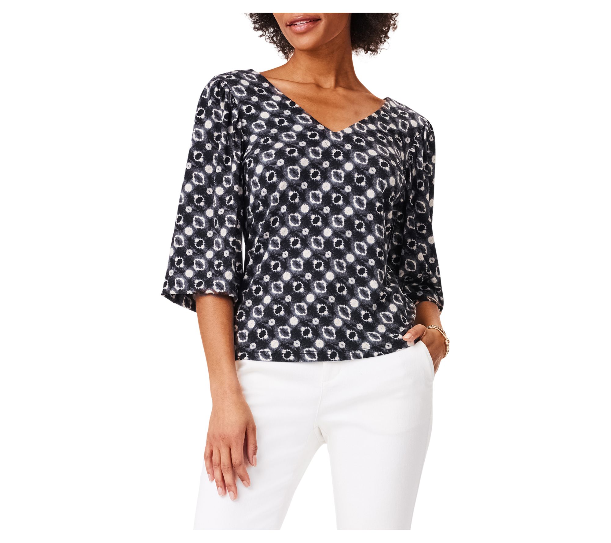 NIC+ZOE Midnight Shibori Double V-NeckTop