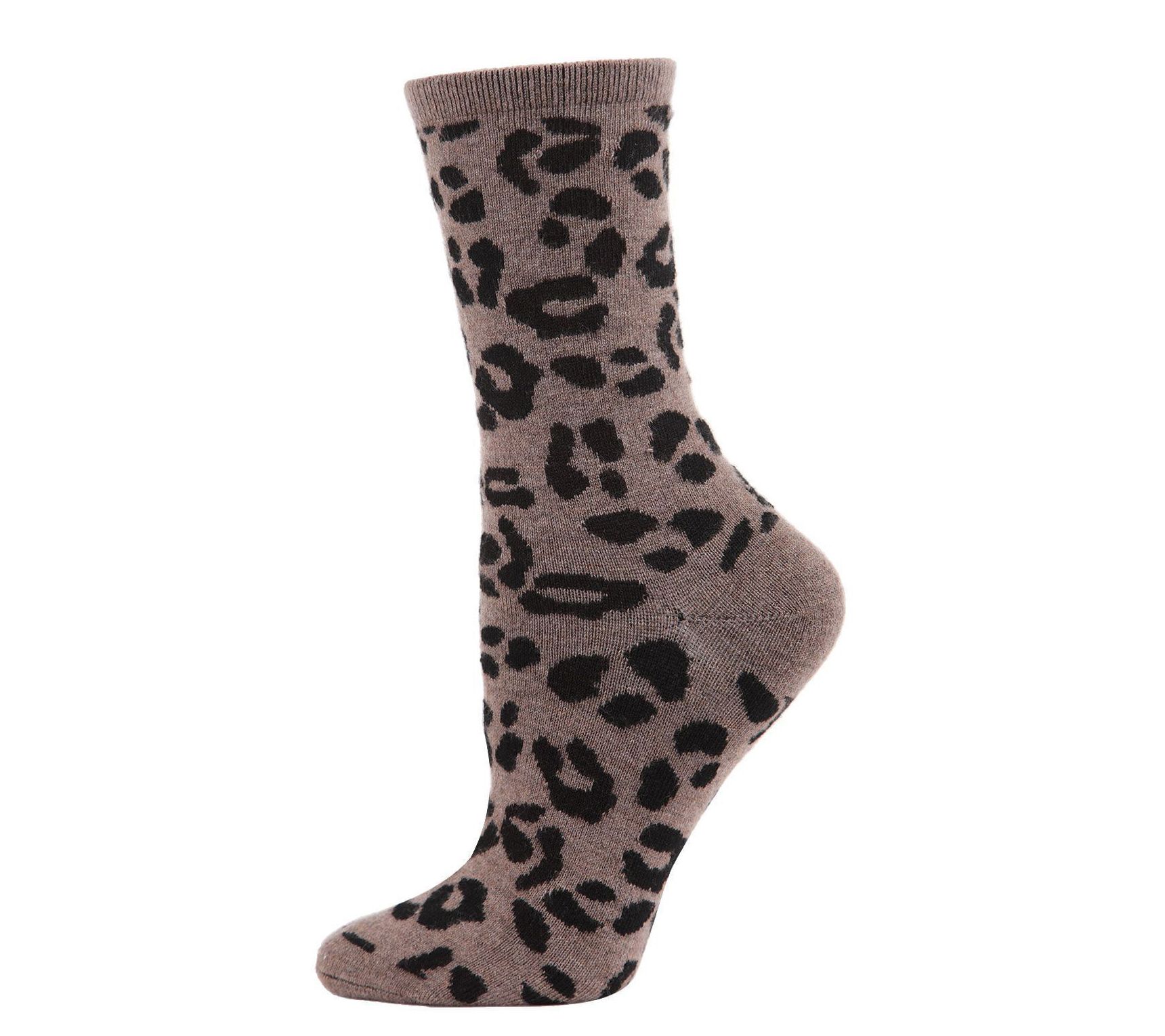 Memoi Women's Leopard Animal Print Cashmere Blend Crew Socks