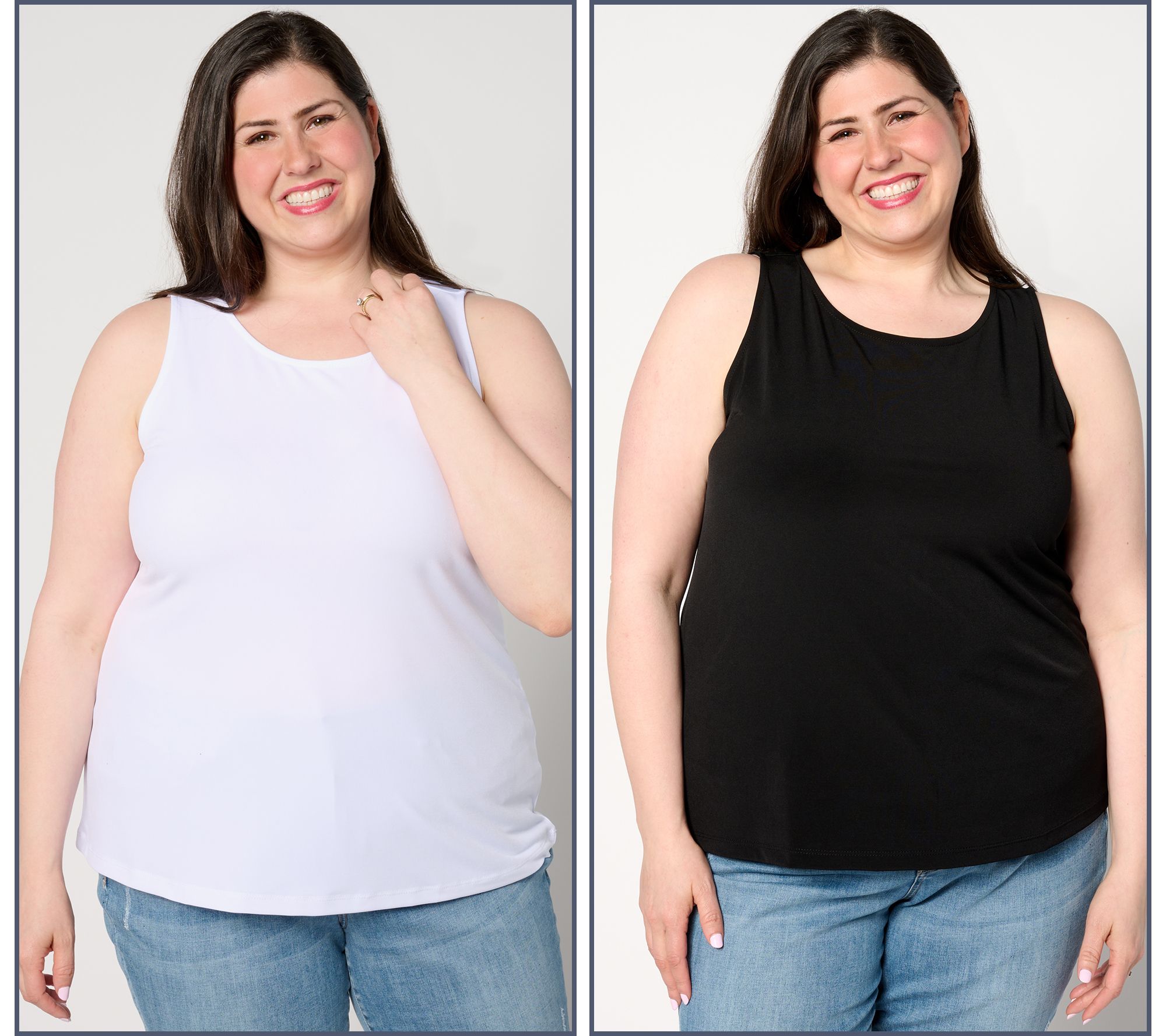 "As Is" Susan Graver Modern Essentials Set of 2 Liquid Knit Tank Tops