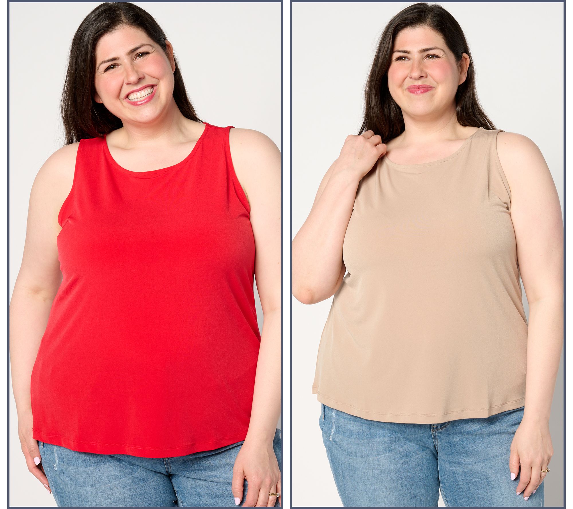 "As Is" Susan Graver Modern Essentials Set of 2 Liquid Knit Tank Tops