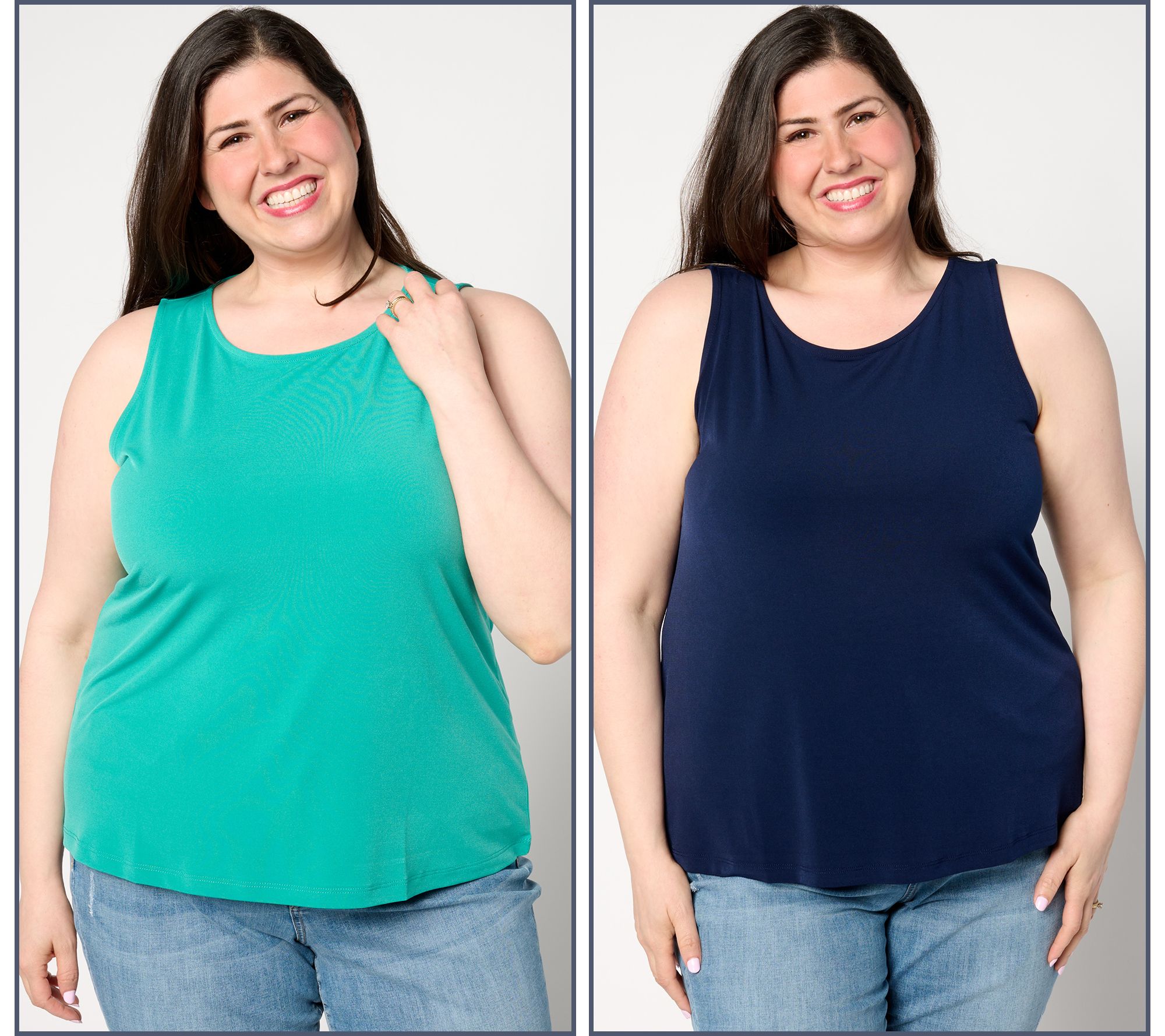 "As Is" Susan Graver Modern Essentials Set of 2 Liquid Knit Tank Tops