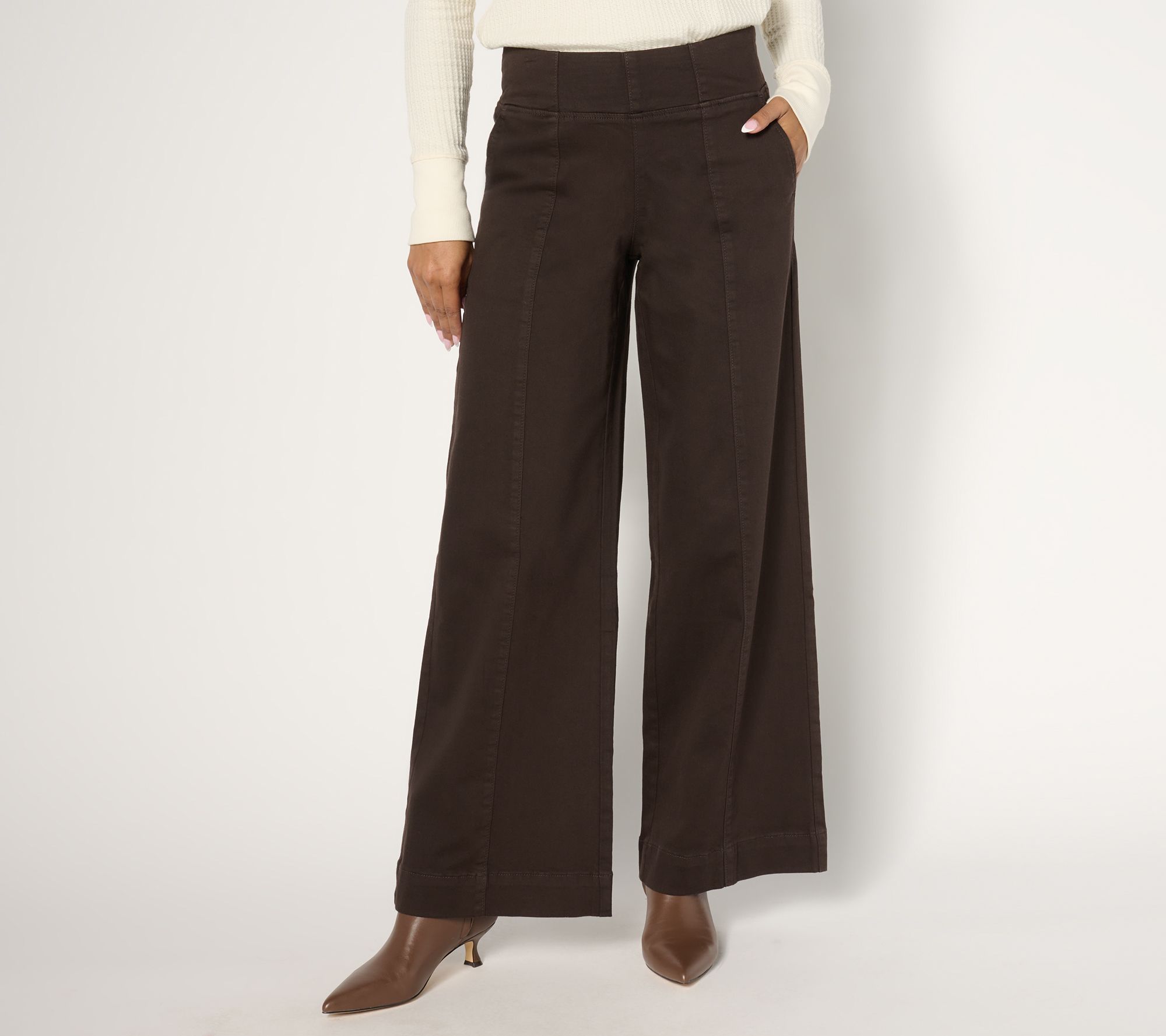 Belle by Kim Gravel Petite TripleLuxe Twill Palazzo Topstich Jean