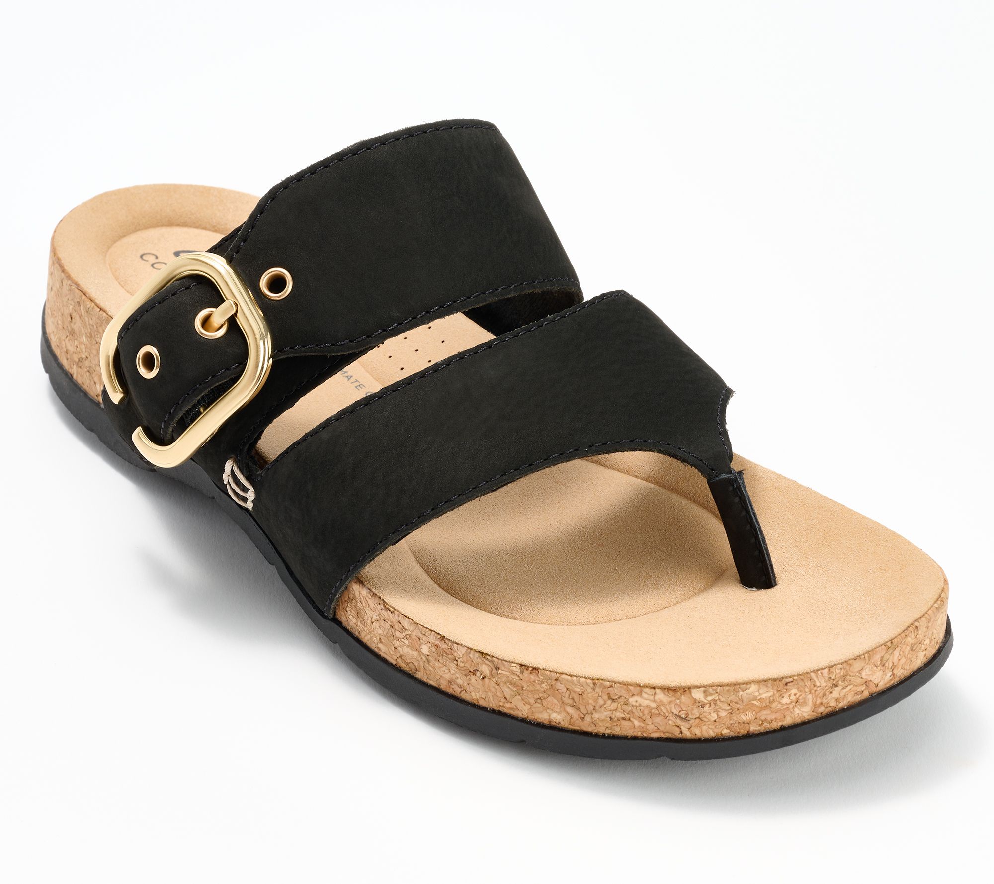"As Is" Clarks Collection Leather Slide Sandals- Reileigh Park