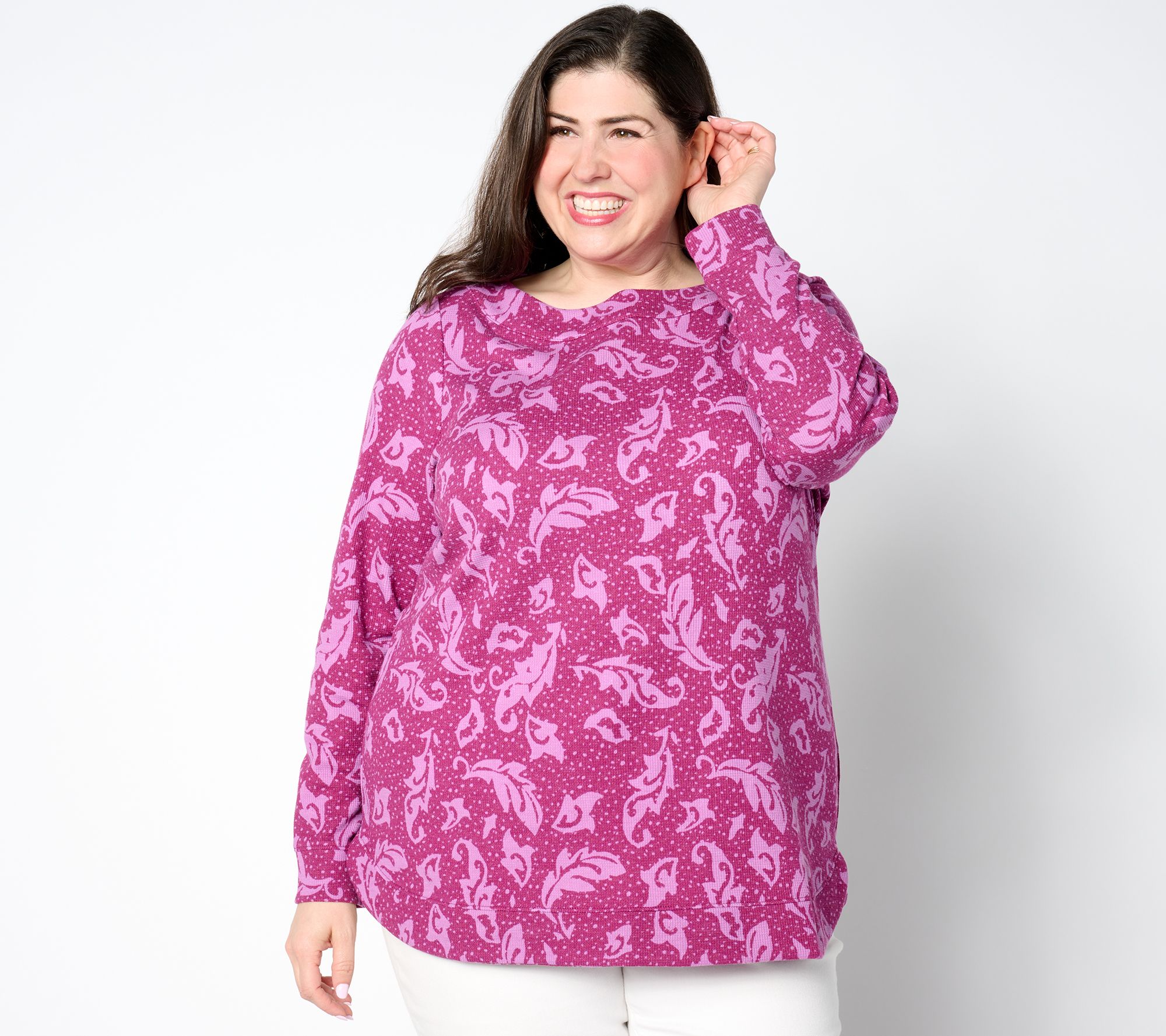 "As Is" Denim & Co. Regular Waffle Knit Long Sleeve Tunic