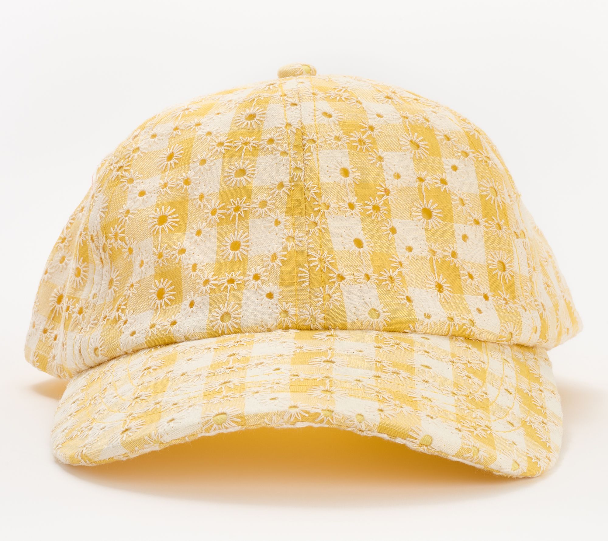 Complliments Embroidered Gingham Baseball Hat