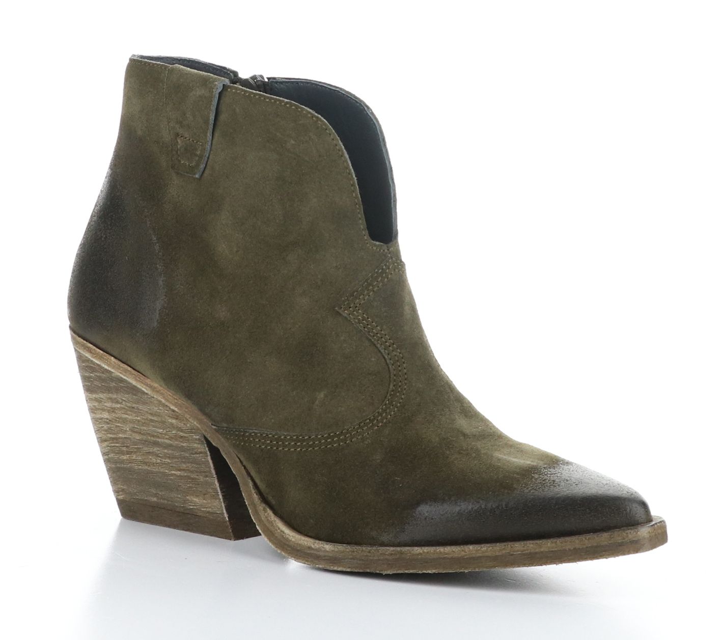 Fly London Oil Suede Stacked Heel Western Boot- Waxi