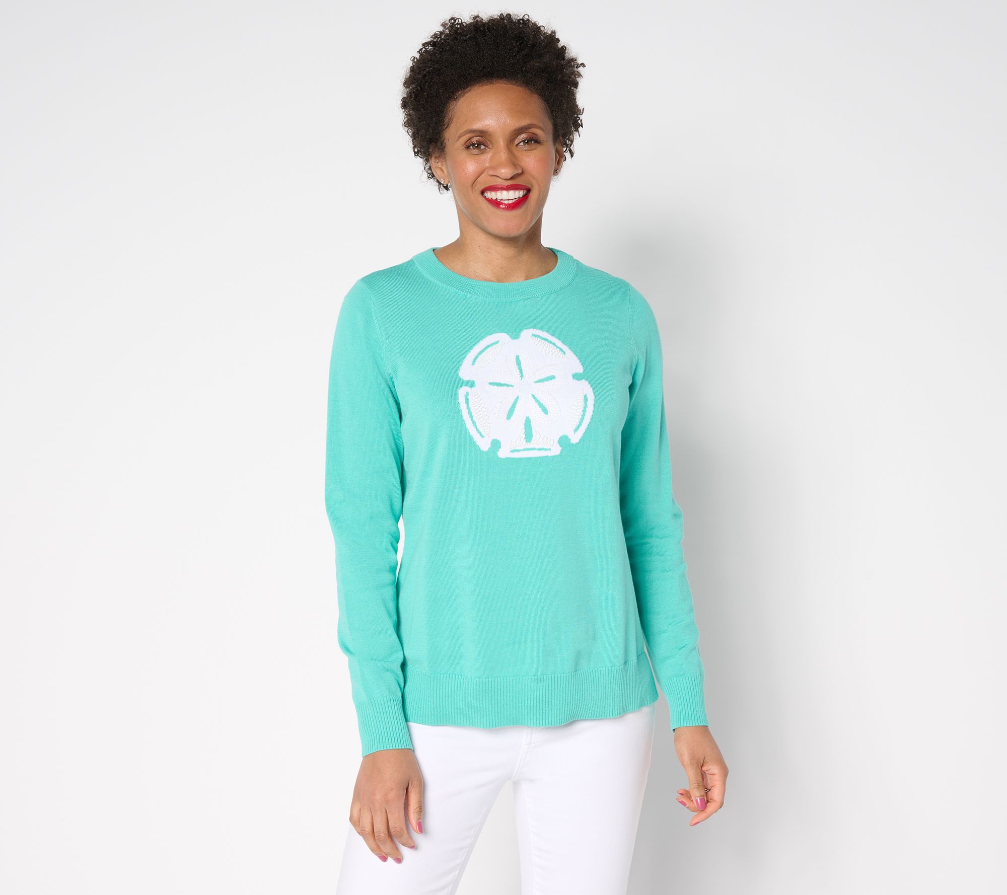 Belle by Kim Gravel Jeweled Sealife Boatneck Sweater