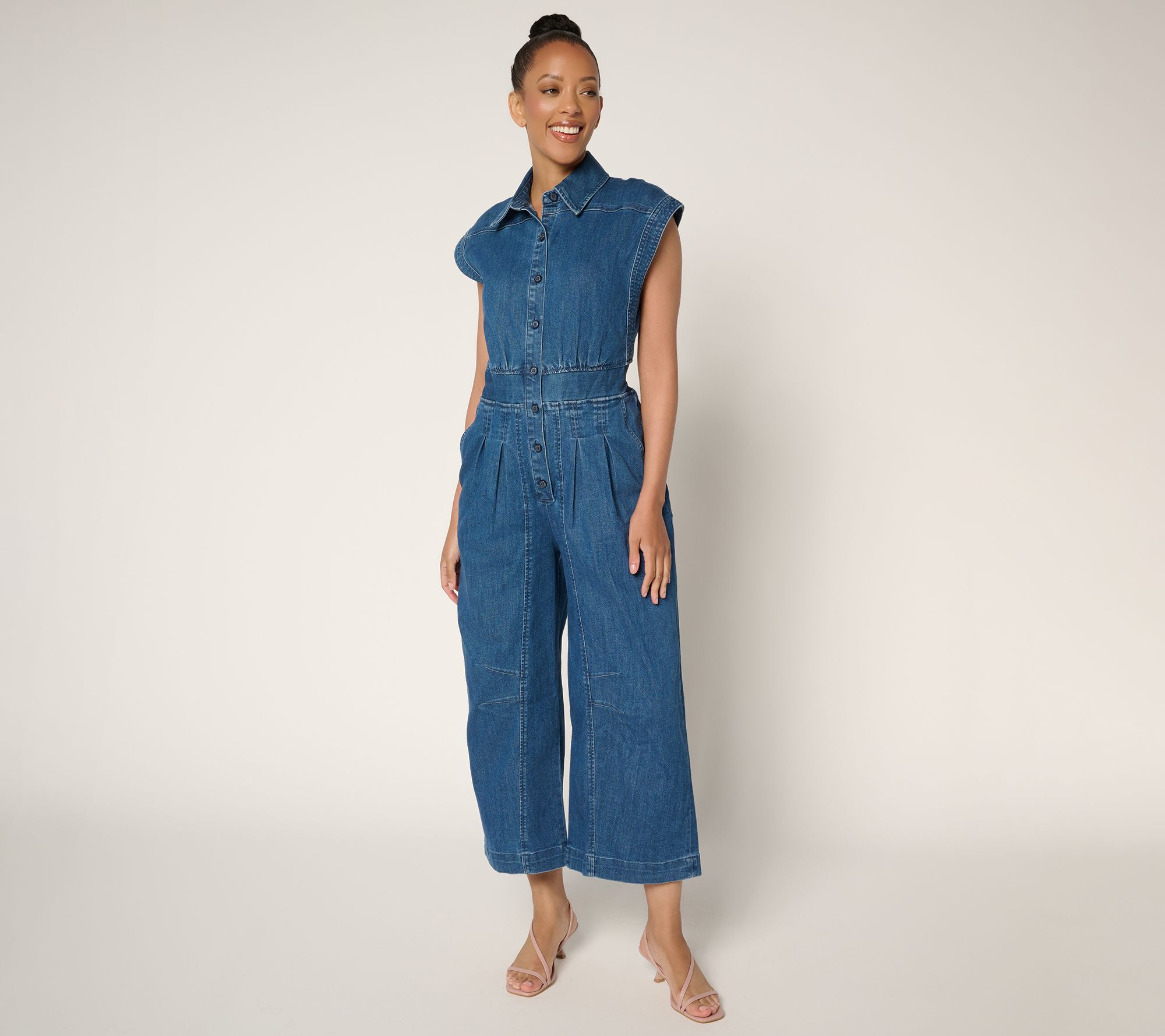 Me by Jennie Garth Petite Ankle Length Denim Jumpsuit