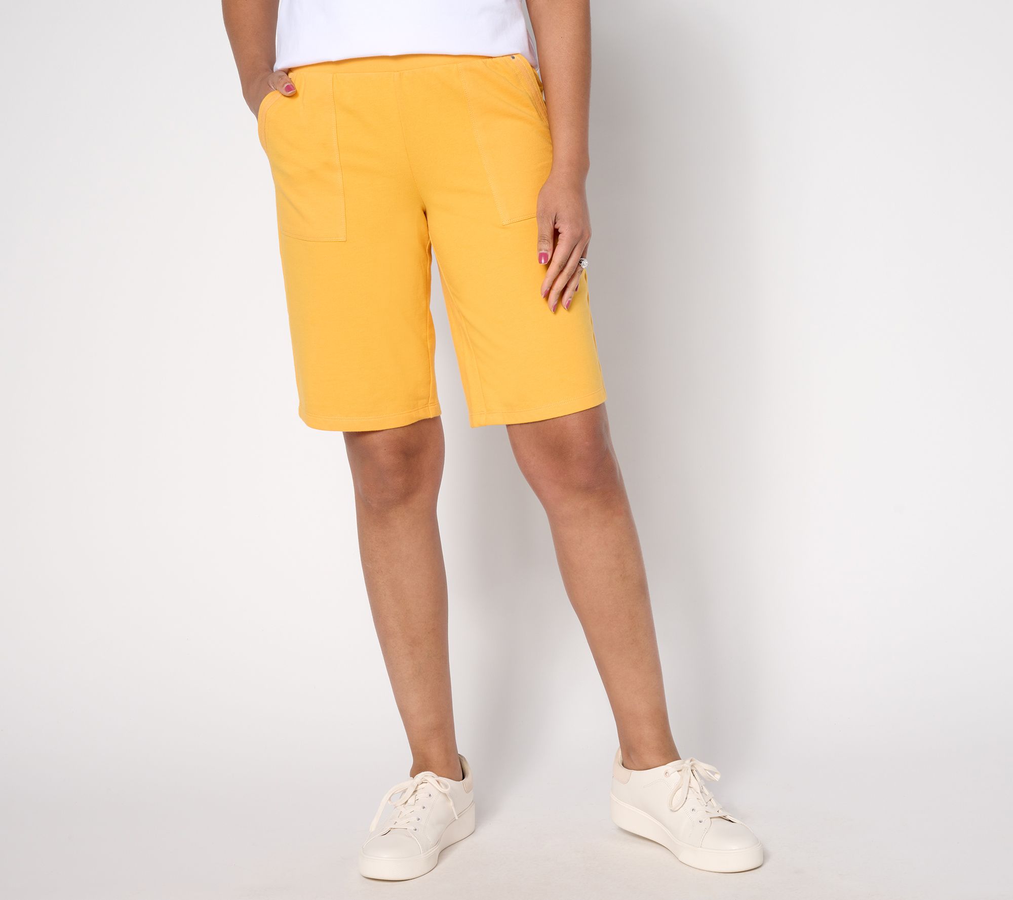 Sport Savvy Regular French Terry Bermuda Shorts with Pockets