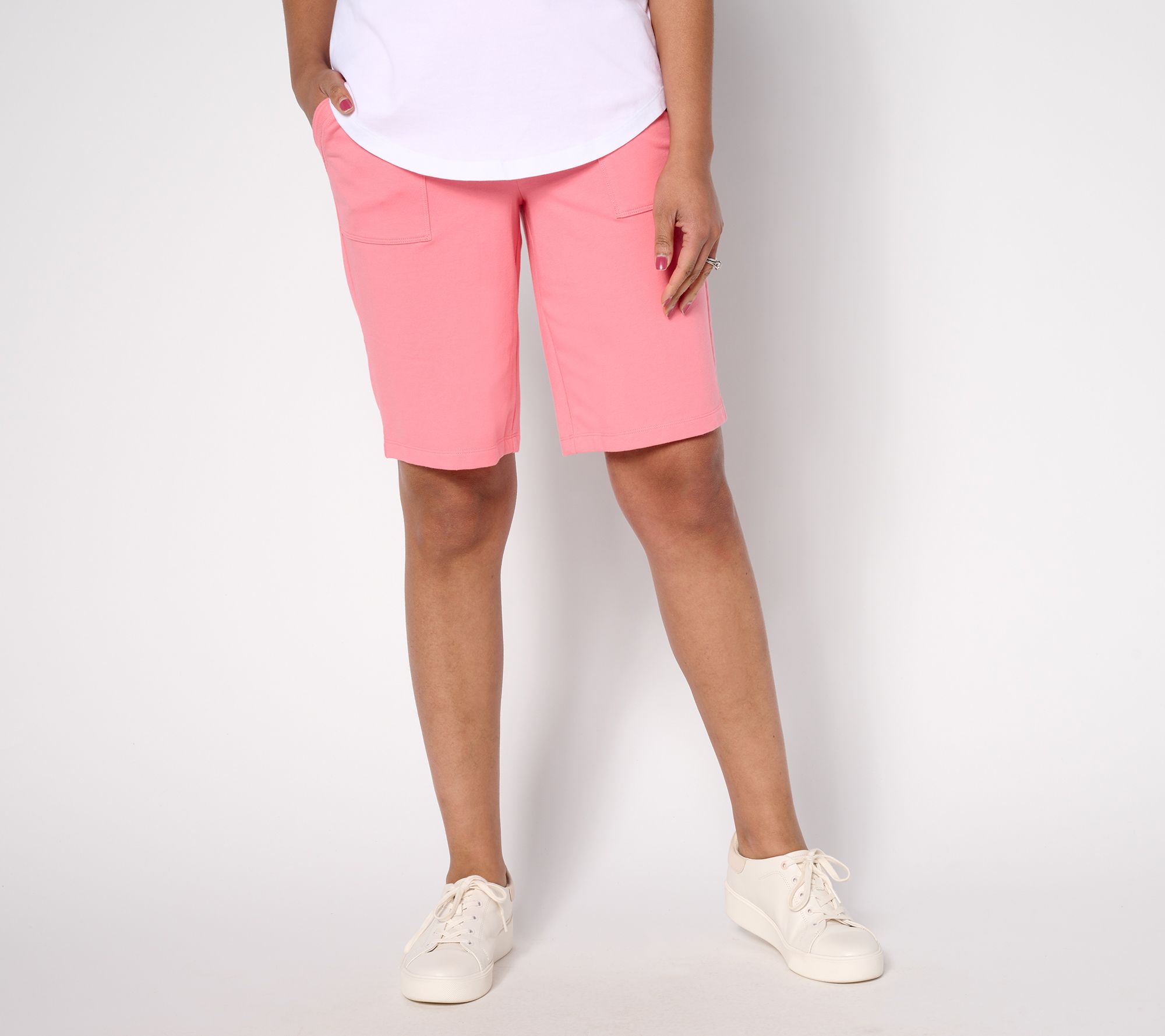 Sport Savvy Regular French Terry Bermuda Shorts with Pockets