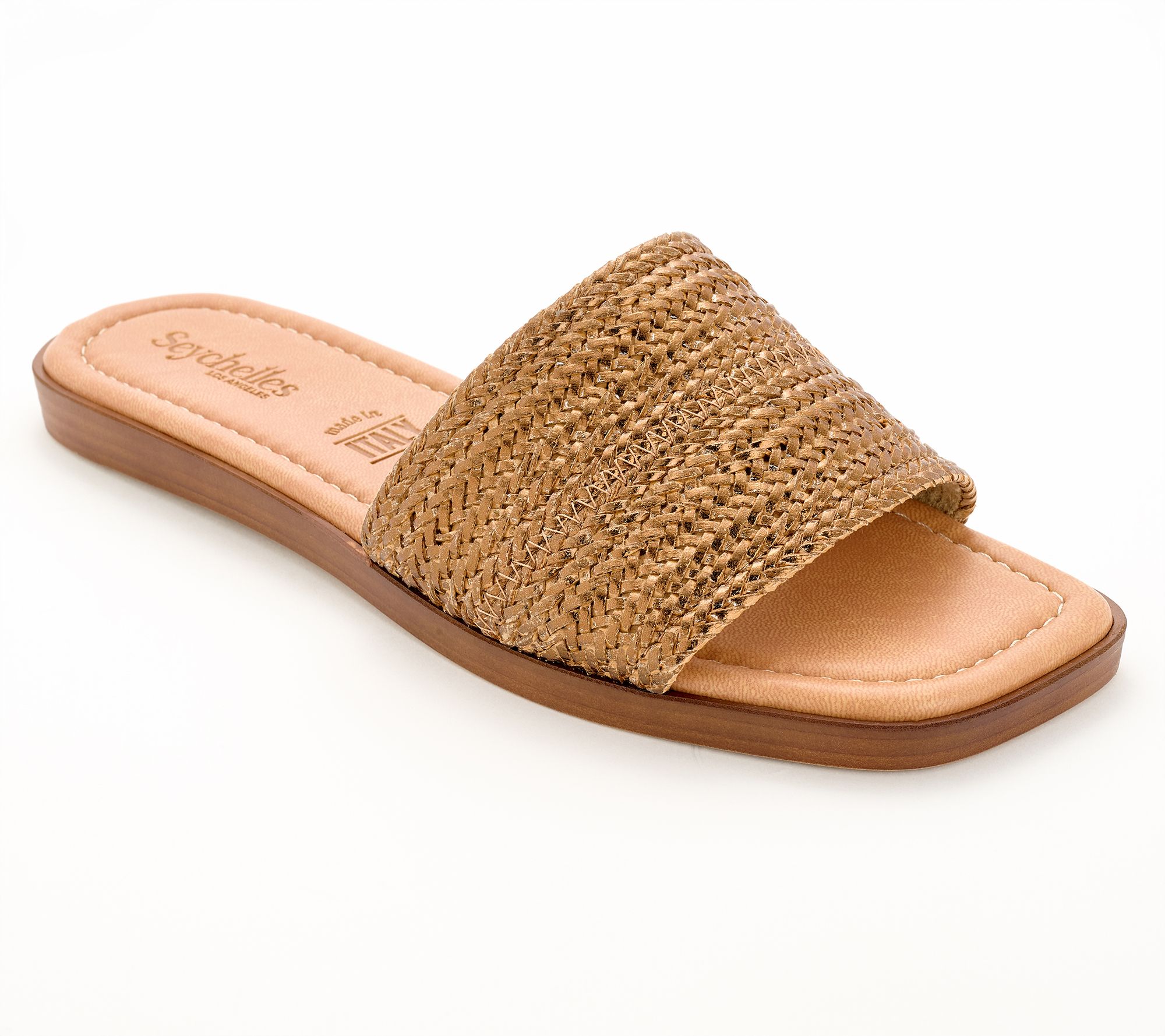 Seychelles Woven Raffia Slide Sandals- Palm Perfection
