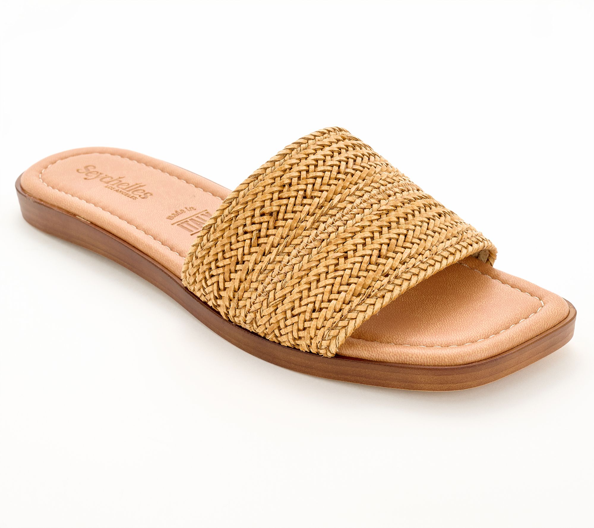 Seychelles Woven Raffia Slide Sandals- Palm Perfection