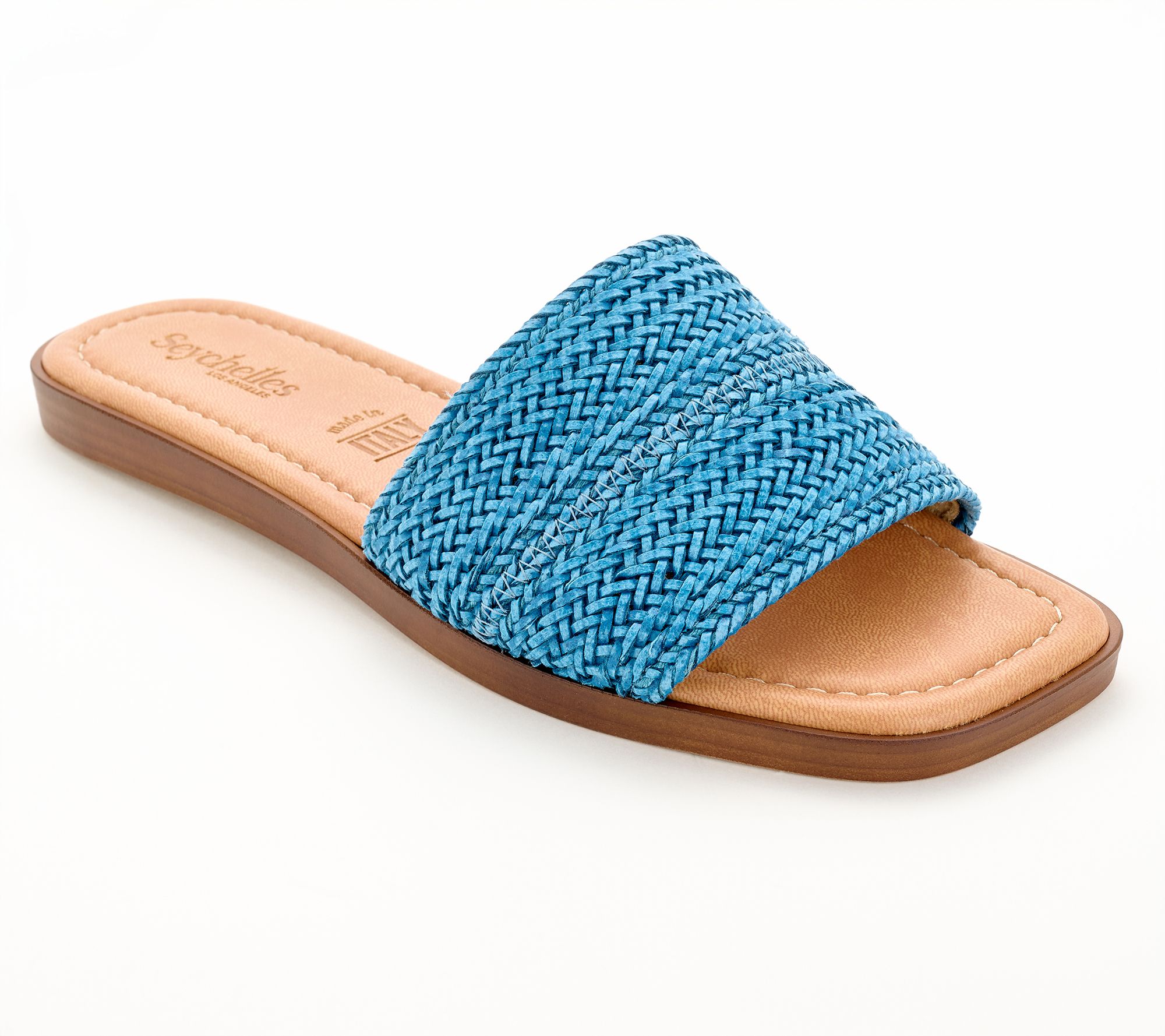 Seychelles Woven Raffia Slide Sandals- Palm Perfection