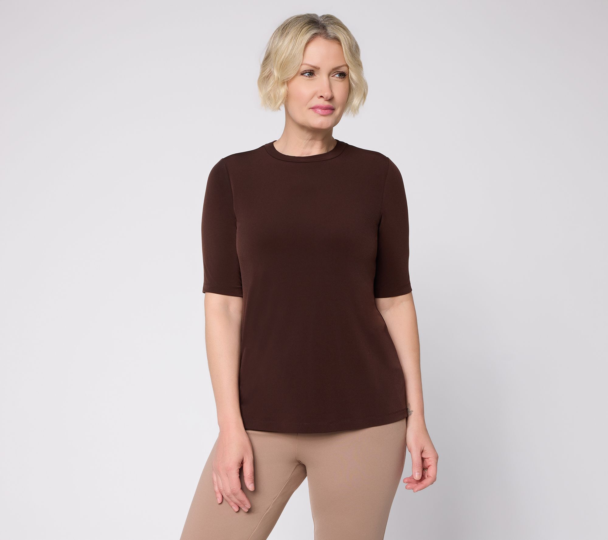 Susan Graver Regular Essentials Liquid Knit Crew Neck Top