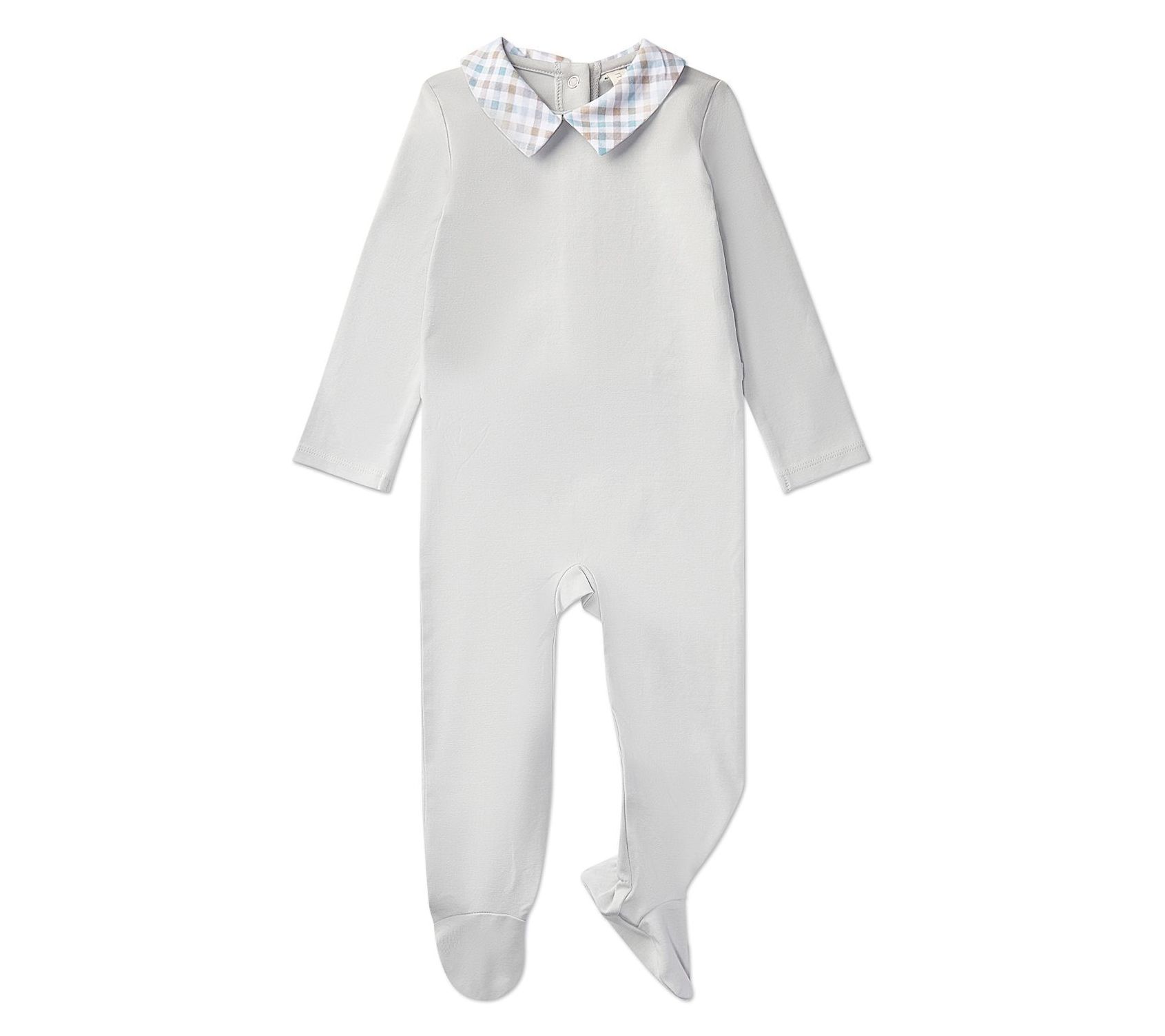 MiniMoi Boys Plaid Collar Footie