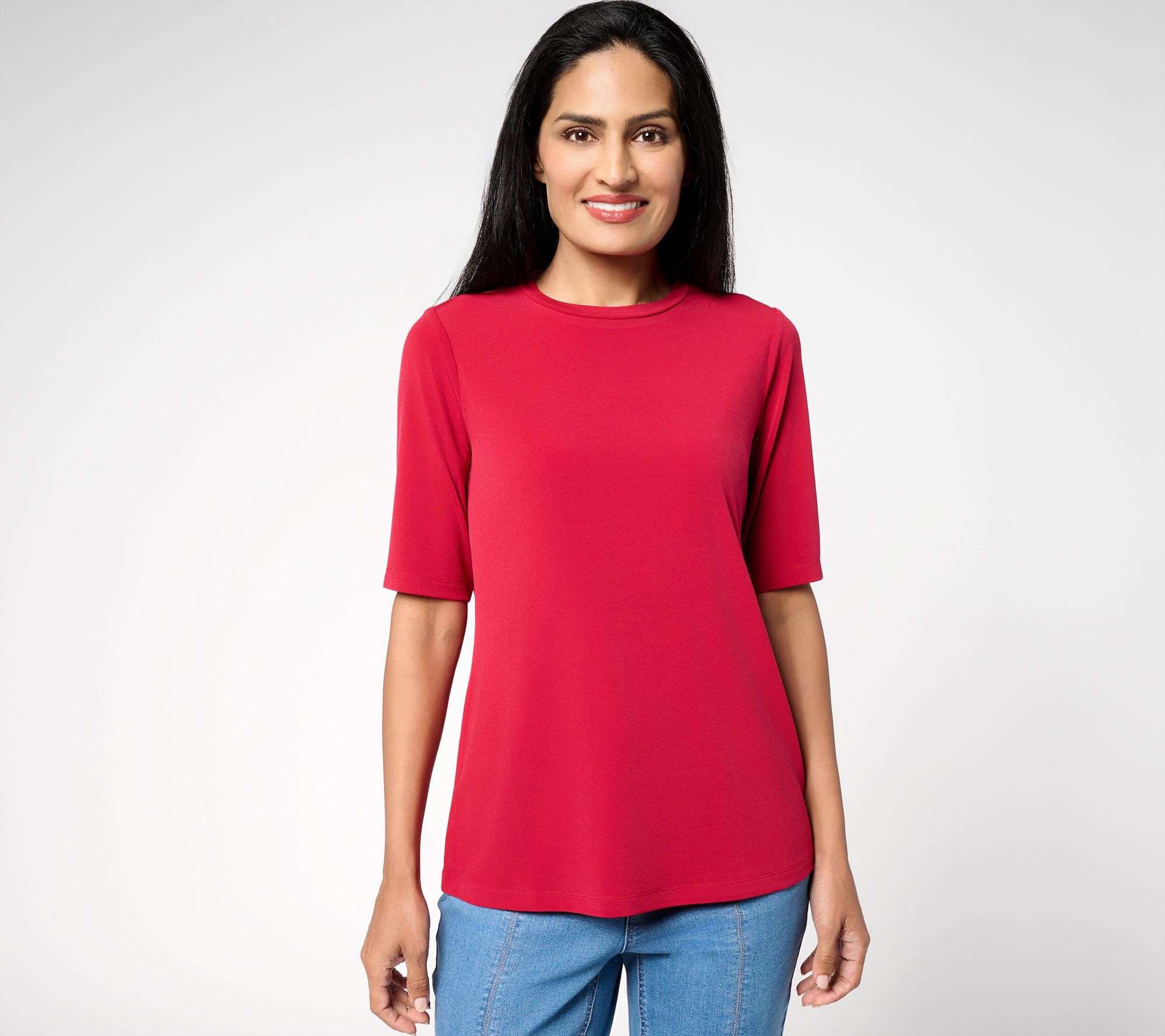 シェーンボーデン Susan Graver Essentials Butterknit Elbow Sleeve Bateau Neck