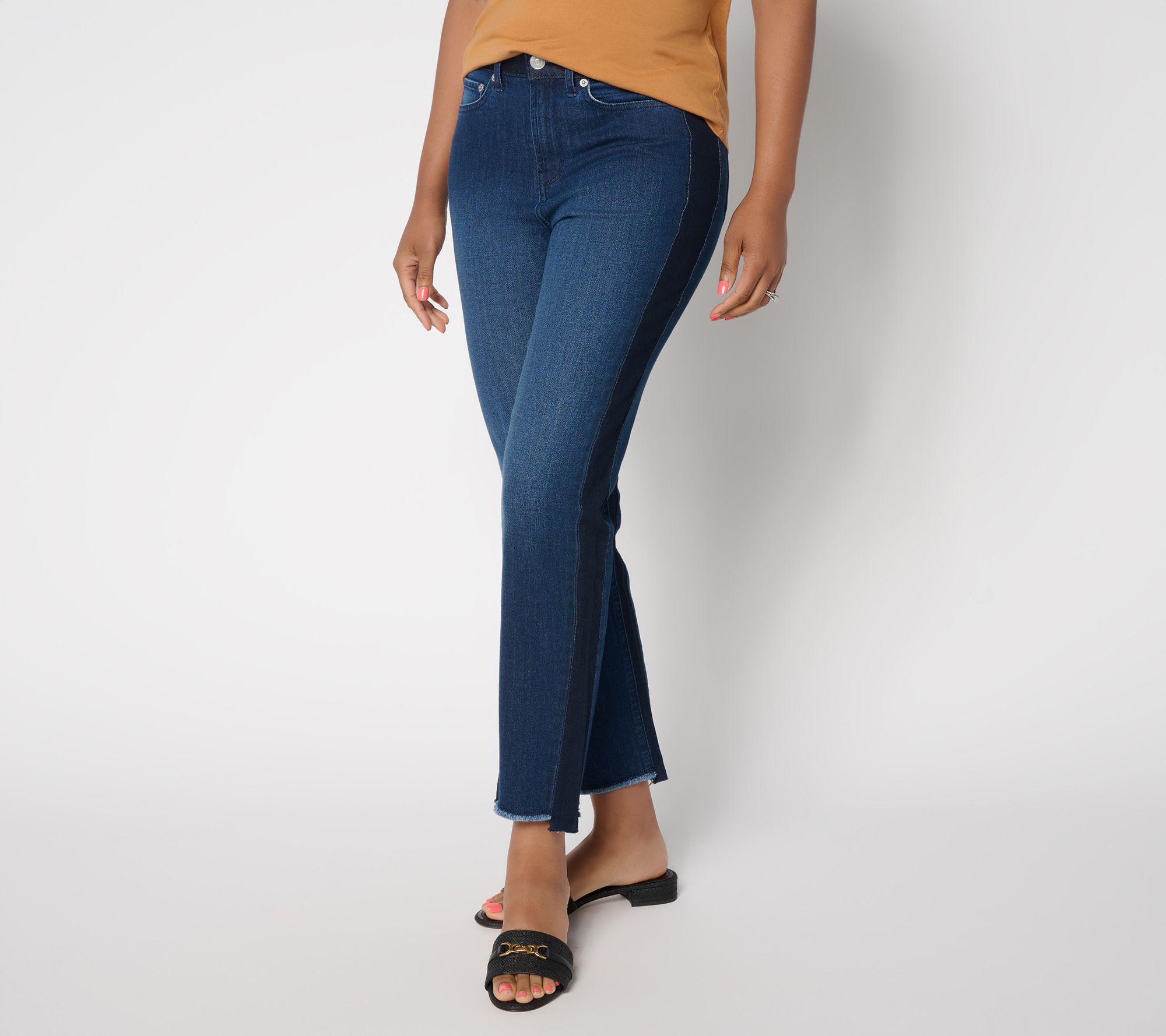 LOGO by Lori Goldstein Regular Indigo Straight Leg Ankle Jeans