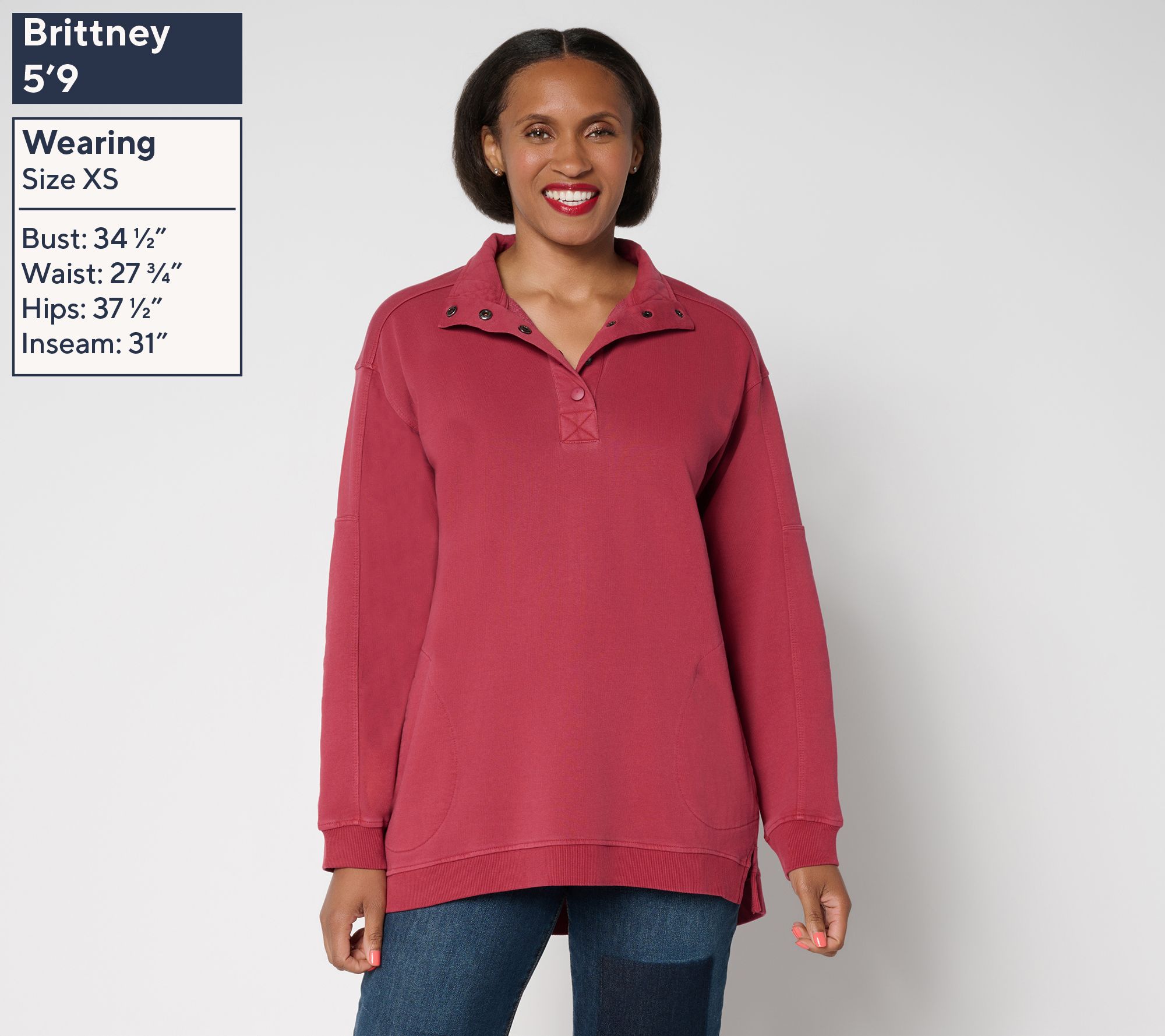 LUE♡ LOGO by Lori Goldstein Long Sleeve French Terry Henley Top