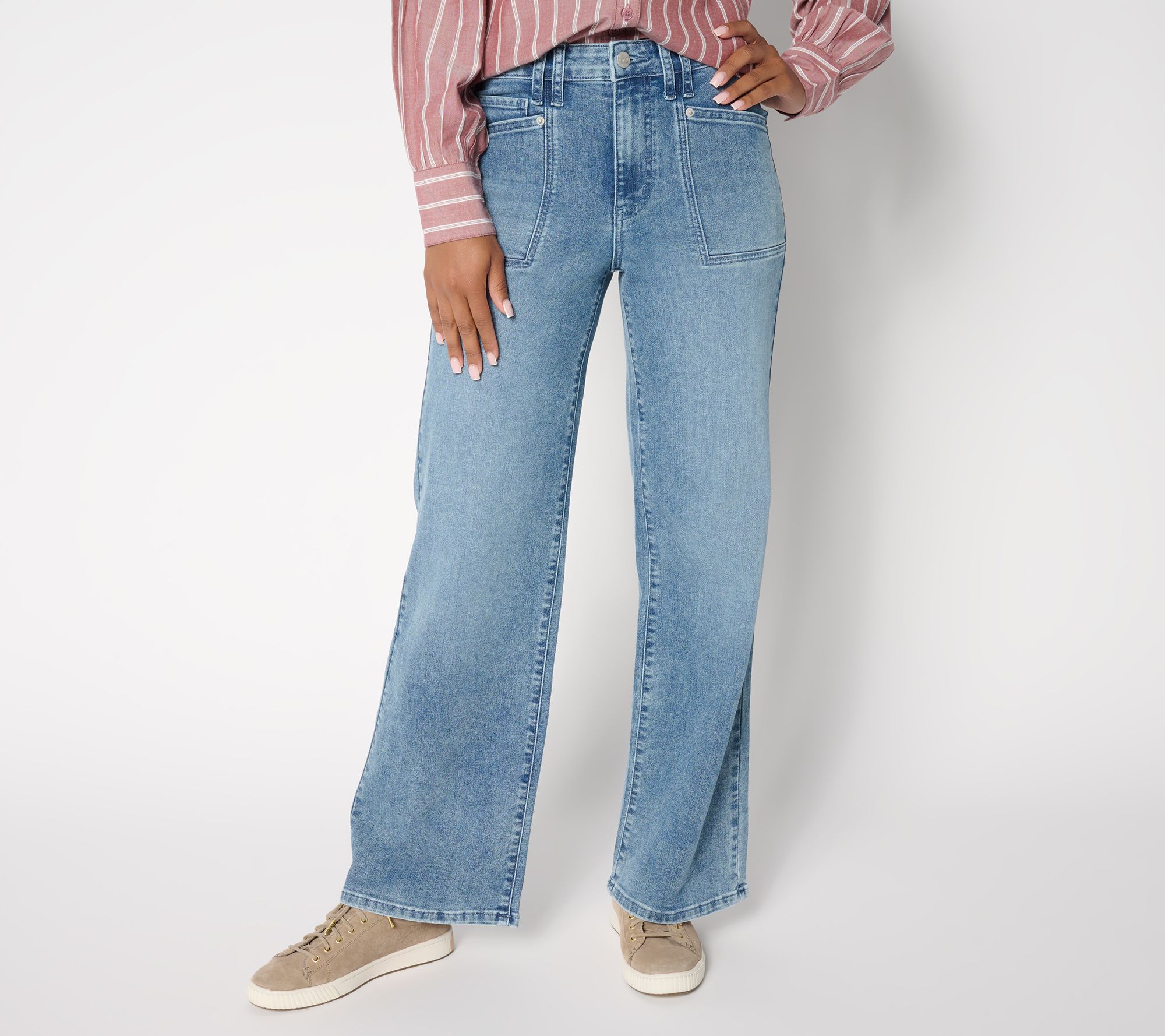 Me by Jennie Garth Petite Repreve Wide Leg Jeans- Indigo