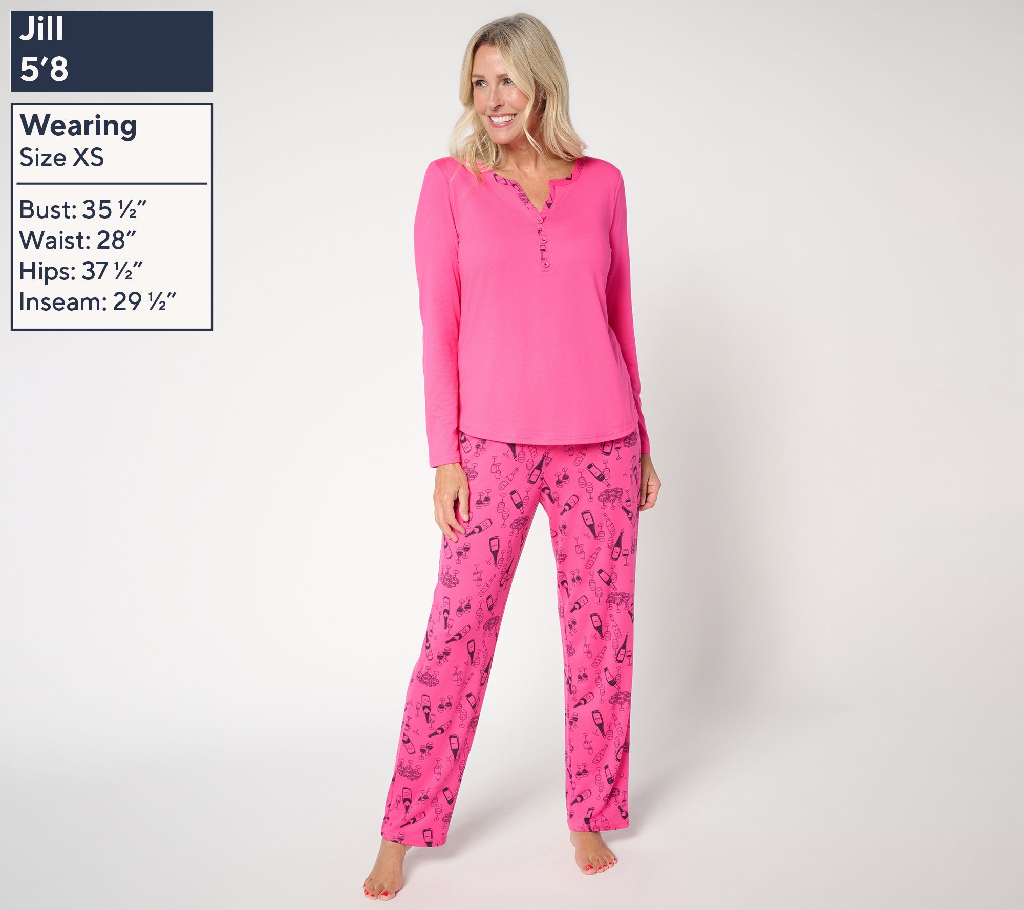 AnyBody Lush Jersey Long Sleeve Henley Top and Pant Pajama Set