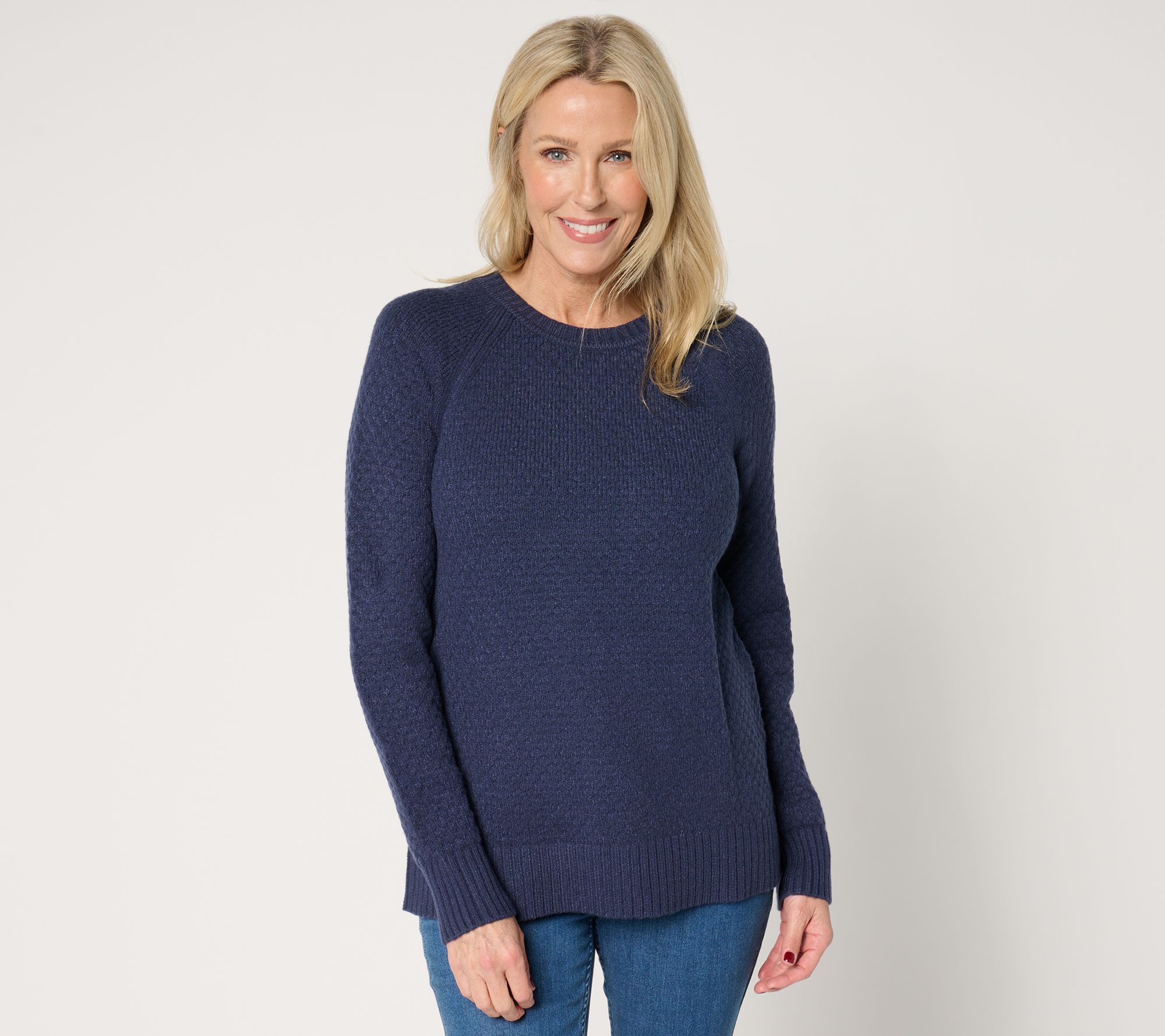 "As Is" Joan Rivers Popcorn Stitch Crewneck Long Slv Sweater