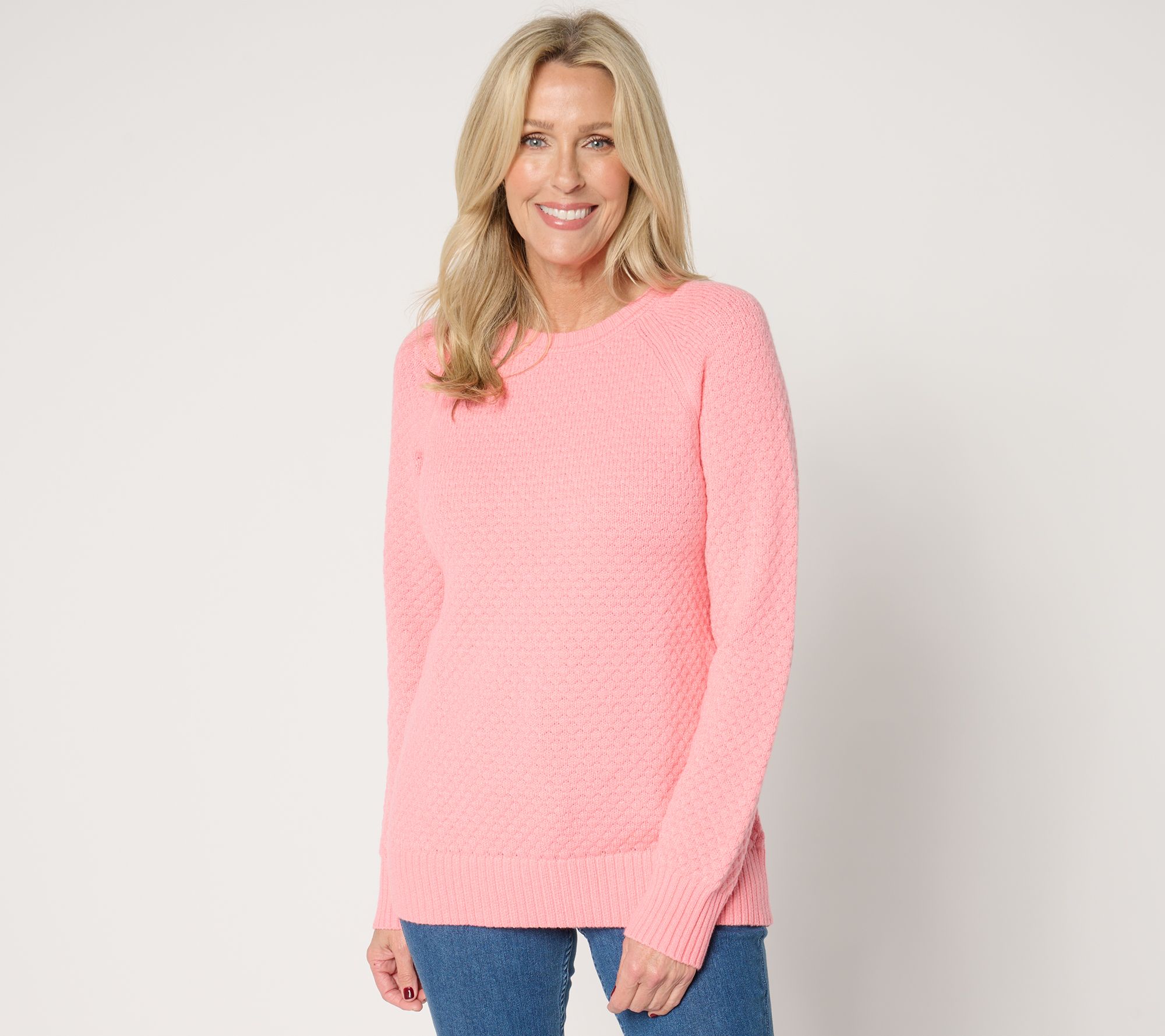 "As Is" Joan Rivers Popcorn Stitch Crewneck Long Slv Sweater