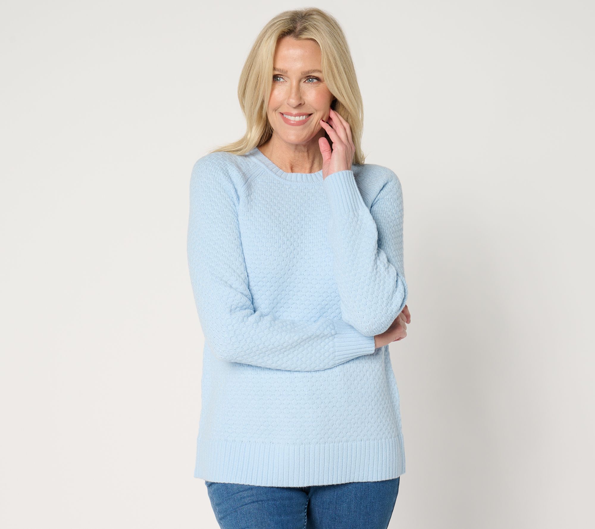 "As Is" Joan Rivers Popcorn Stitch Crewneck Long Slv Sweater