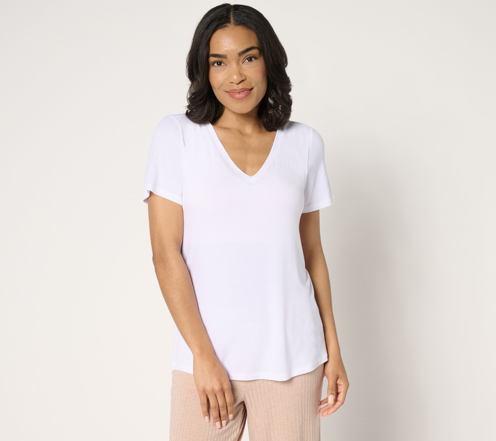 "As Is" Modern Soul Jersey Short Sleeve V-Neck Top w/ Support System