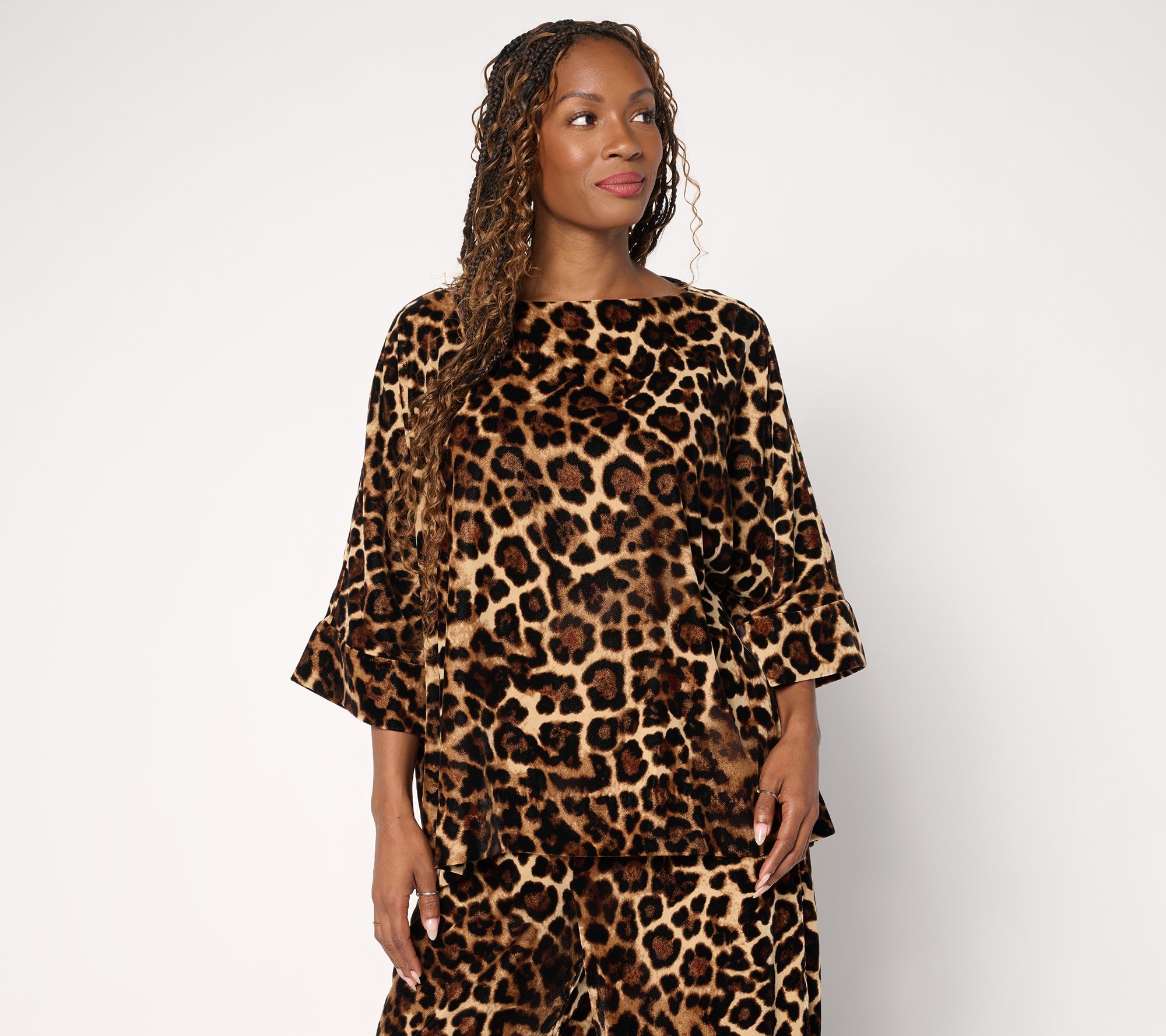 Carla Rockmore Collection Printed Velvet Boat Neck Top