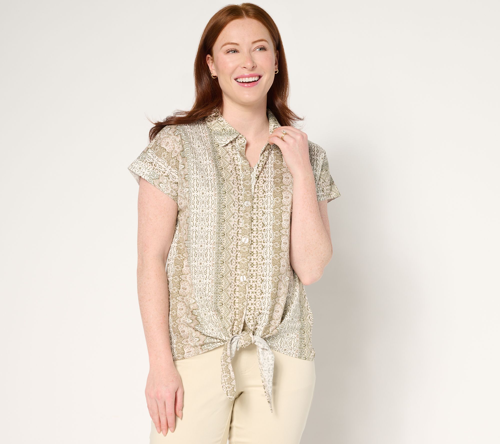 "As Is" Belle Beach by Kim Gravel Cabana Knit Boho Beach Camp Shirt