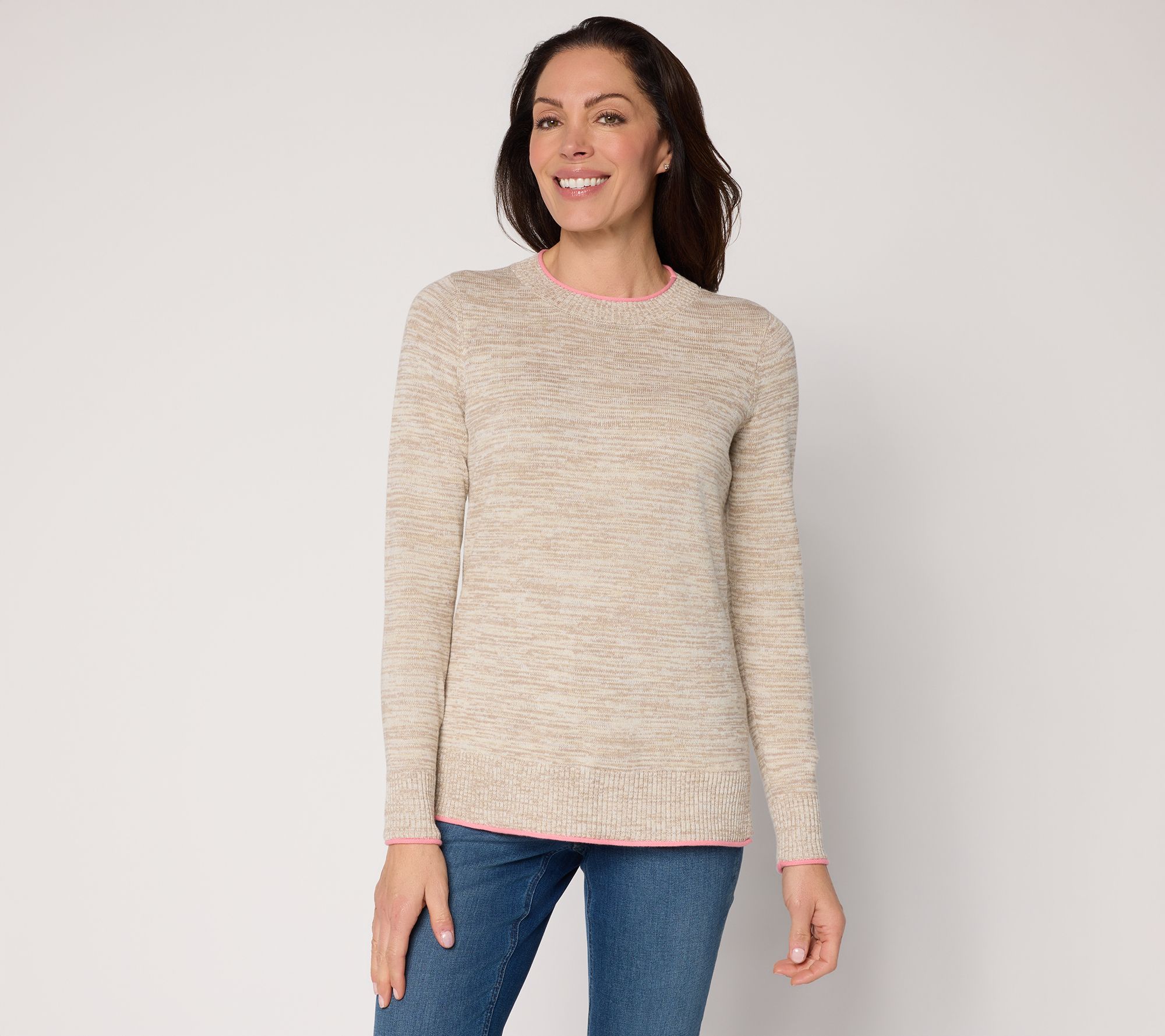 Belle by Kim Gravel Marled Color Pop Crewneck Sweater