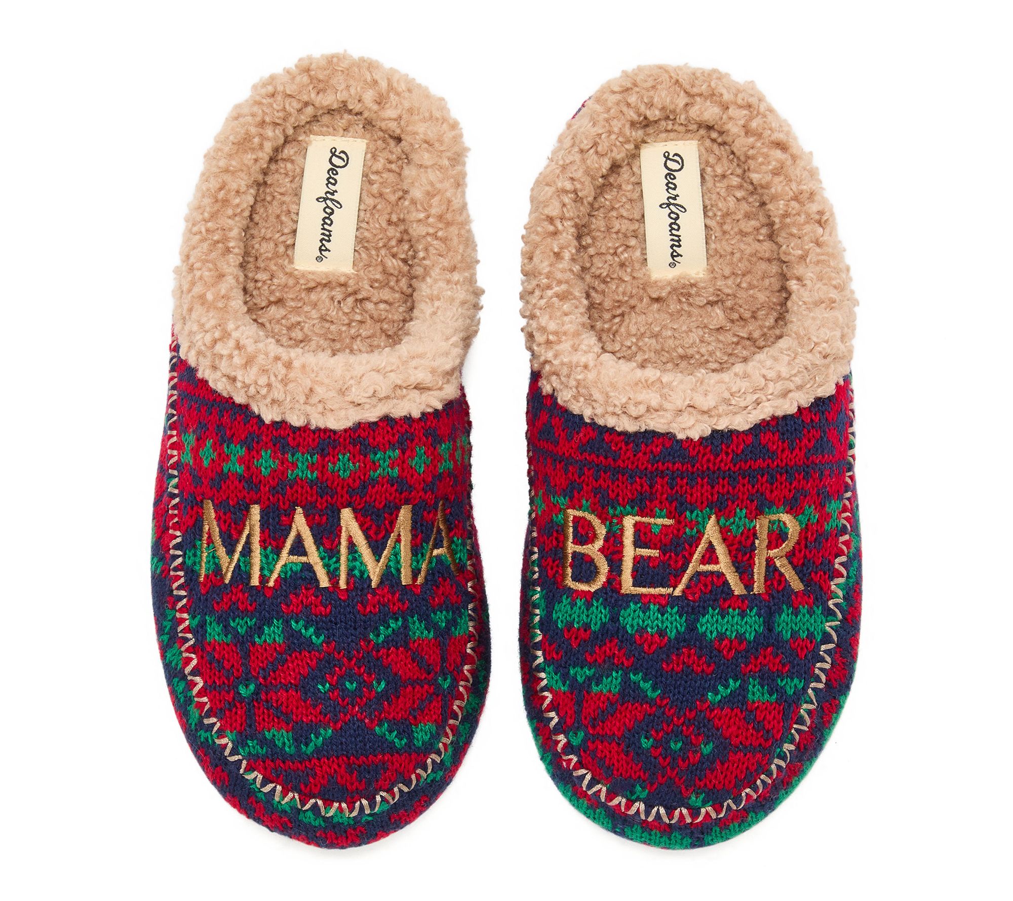 Dearfoams Women's Holiday Mama Bear Christmas Slipper