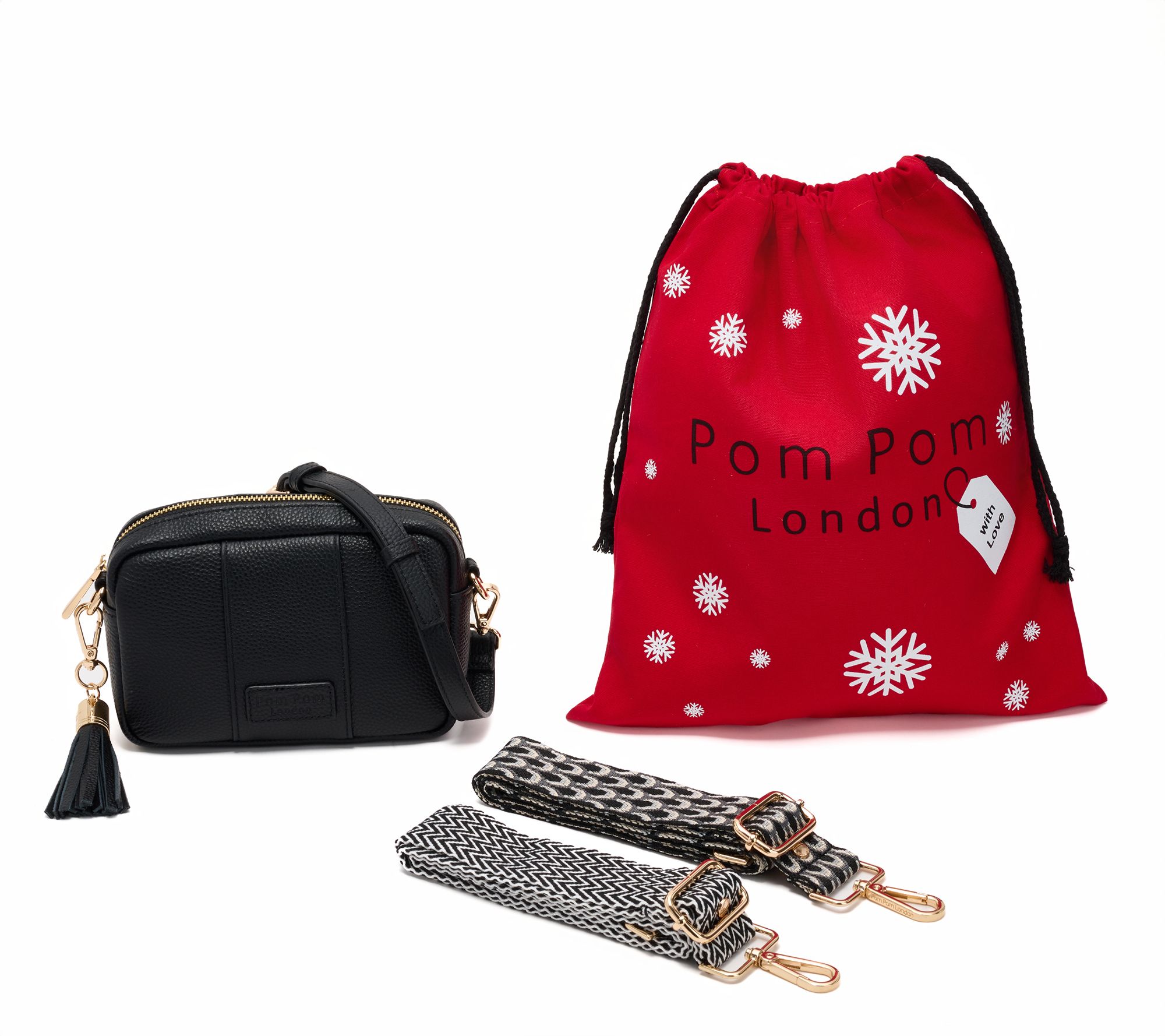 Pom Pom London City Mini Crossbody w/ 2 Straps & Gift Dust Bag