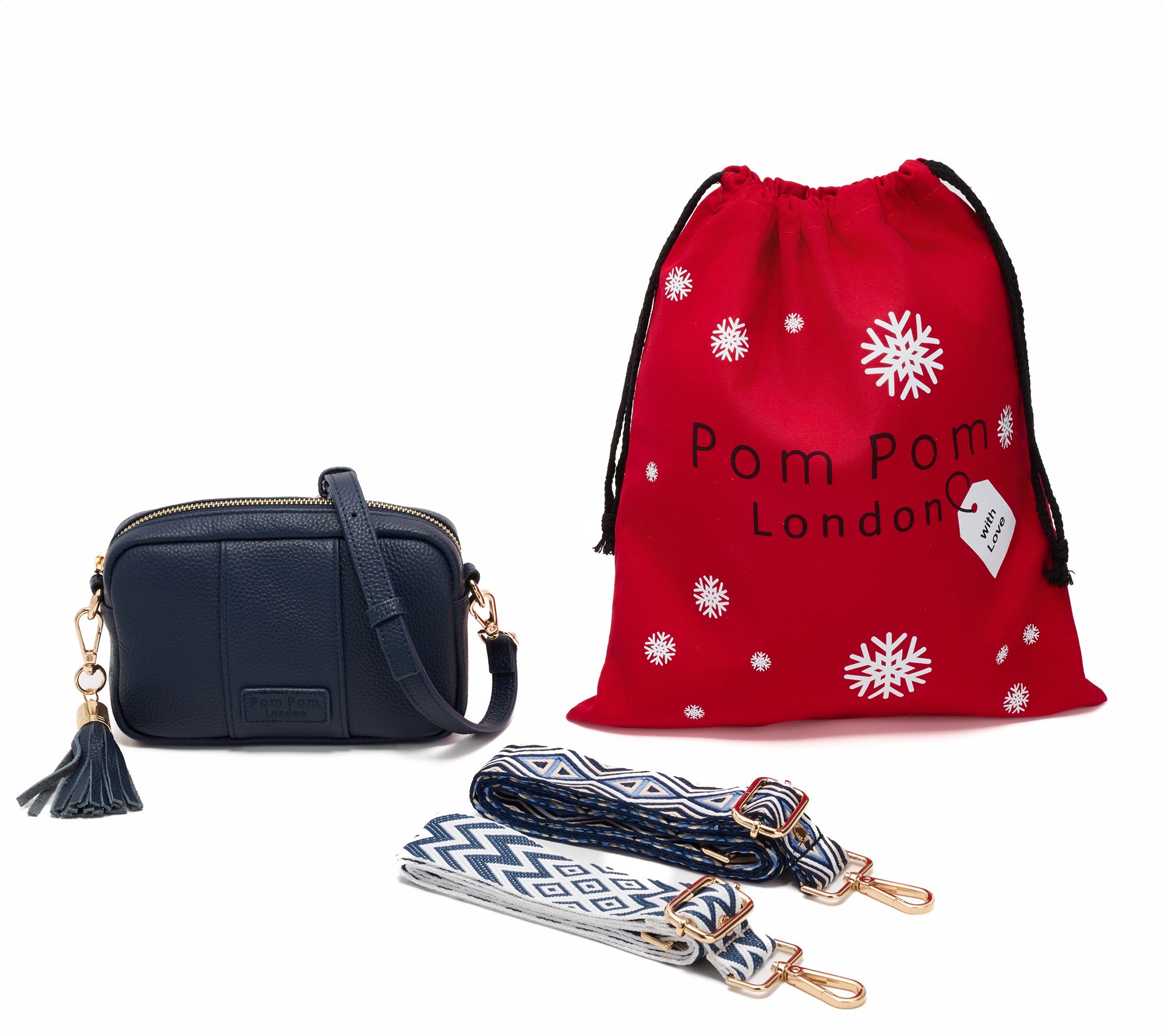 Pom Pom London City Mini Crossbody w/ 2 Straps & Gift Dust Bag