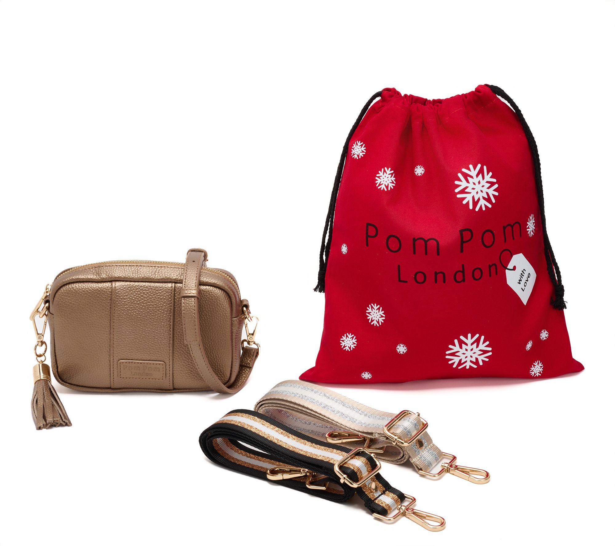 Pom Pom London City Mini Crossbody w/ 2 Straps & Gift Dust Bag