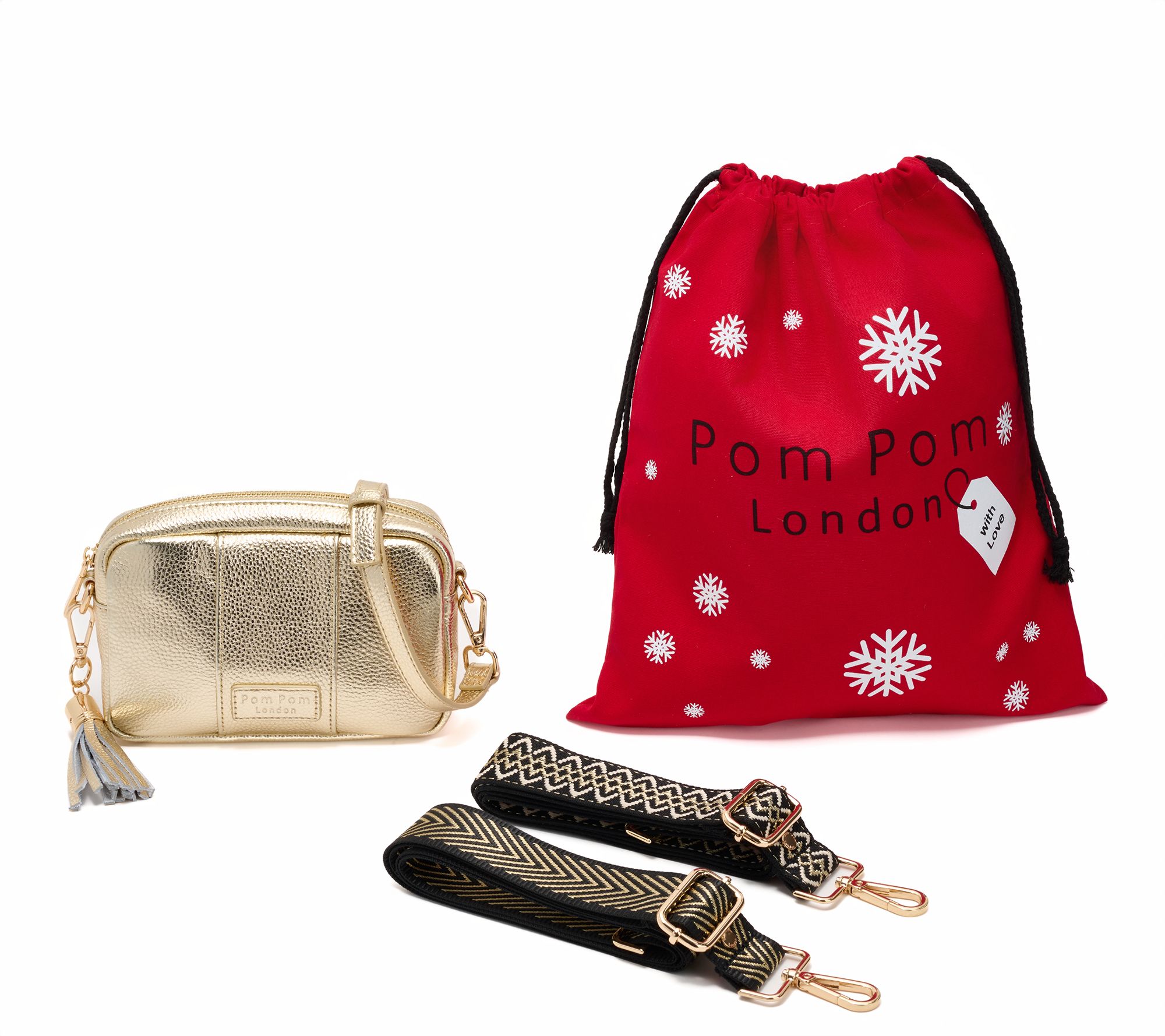 Pom Pom London City Mini Crossbody w/ 2 Straps & Gift Dust Bag