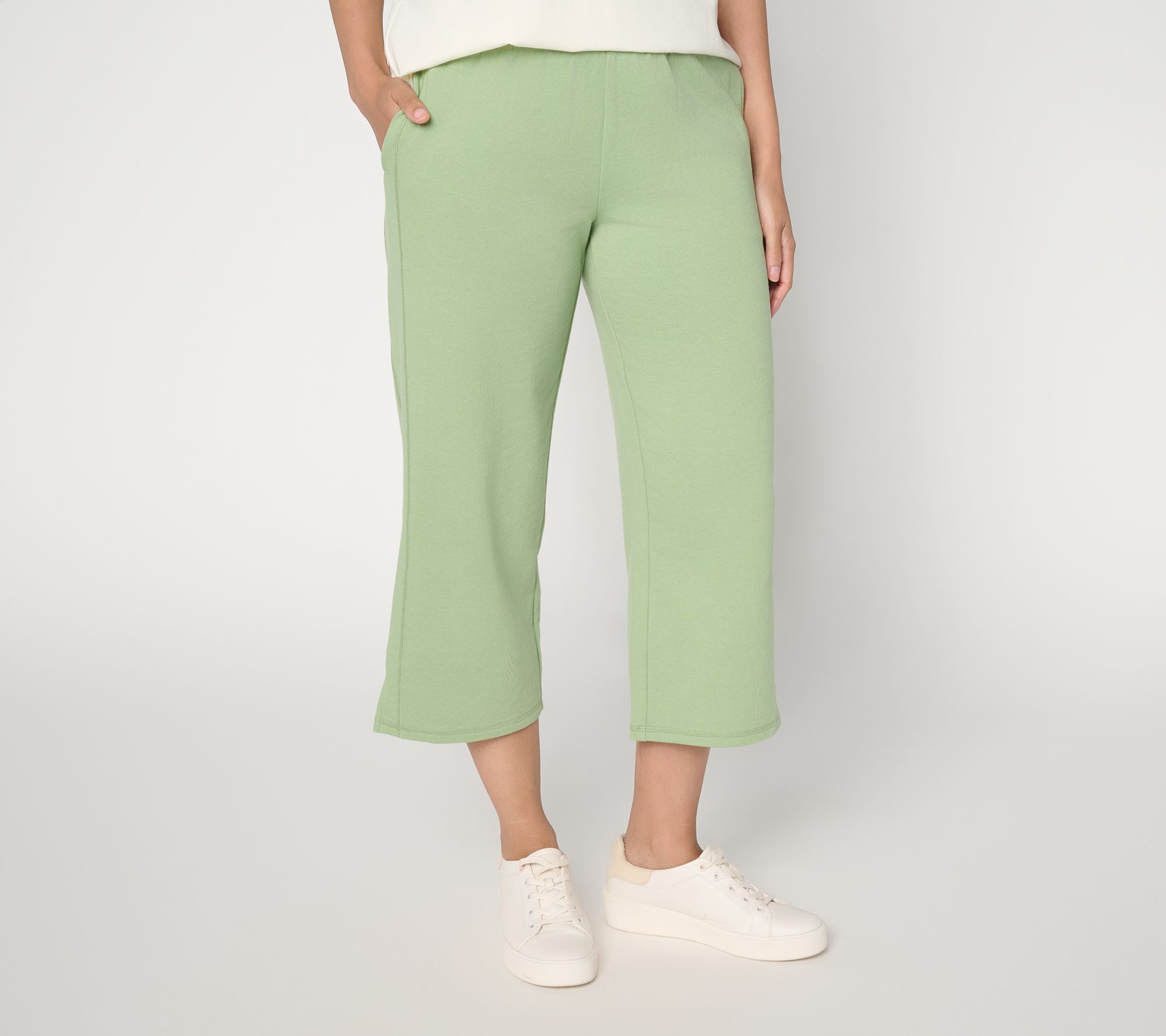 AnyBody Petite Cotton French Terry Cropped Pants
